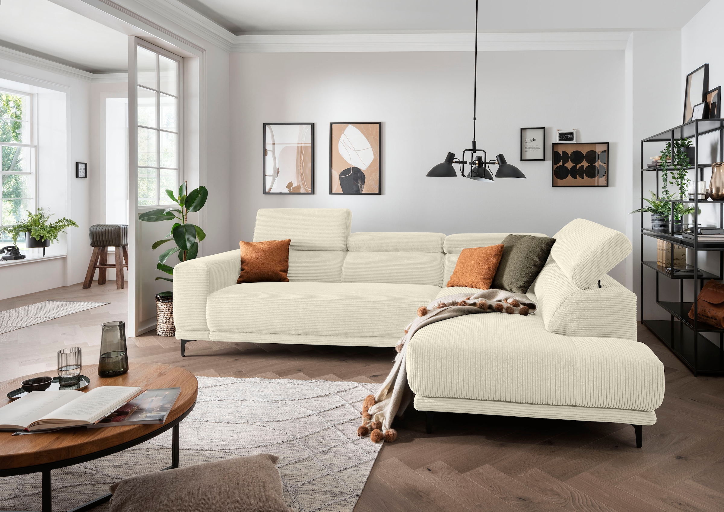 alina Ecksofa »Hikari«, wahlweise mit Sitzvorzug, in modernem Cordstoff, Breite 276 cm