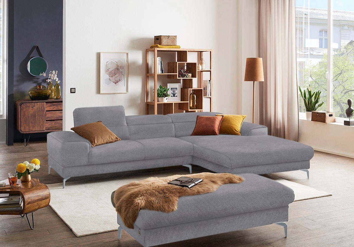 W.SCHILLIG Polsterhocker »piedroo, Designsofa mit tollem Sitzkomfort, bequem, L-Form«, Füße in Silber matt