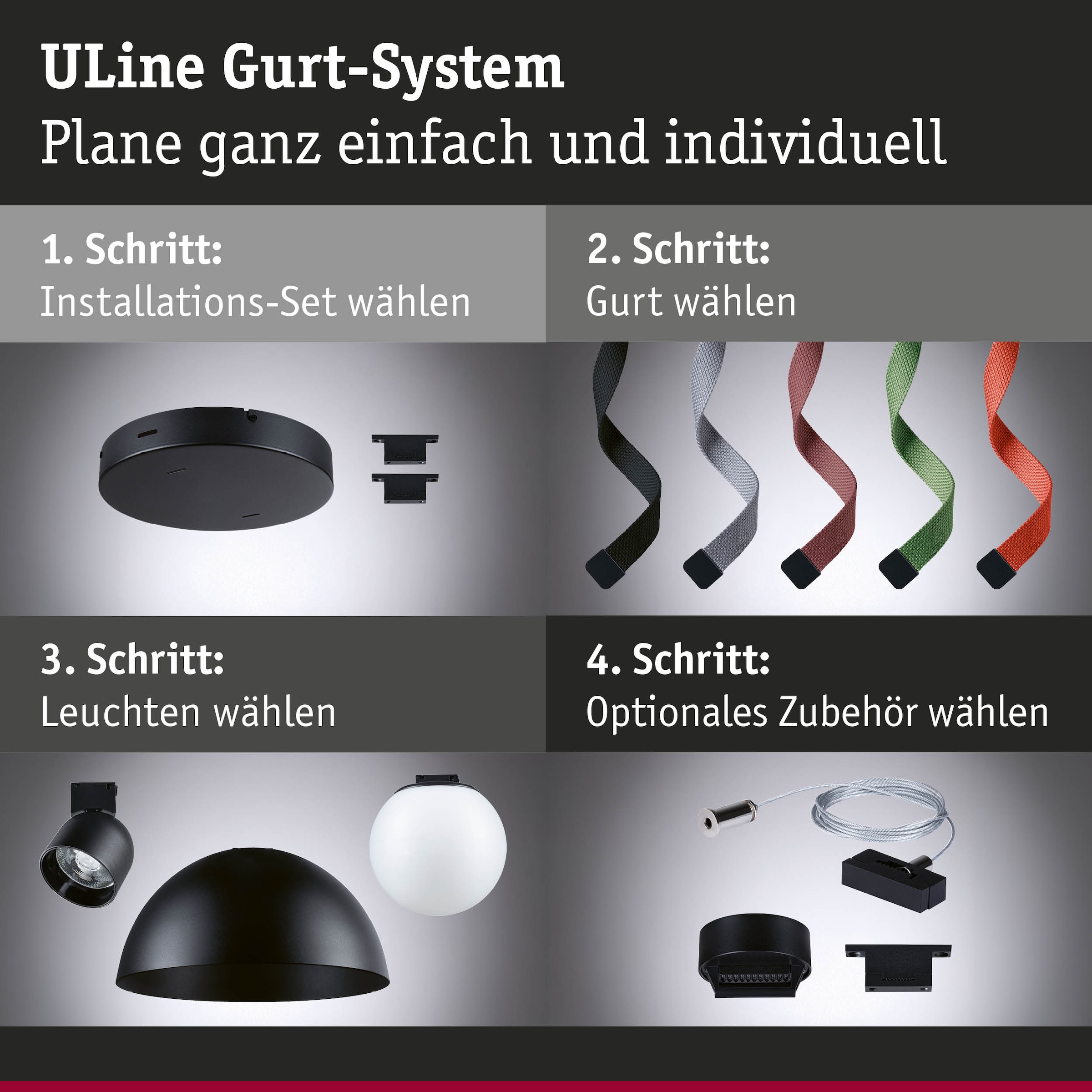Paulmann Hängeleuchte »ULine Gurt Belt Basisset 10m max. 150W Schwarz«