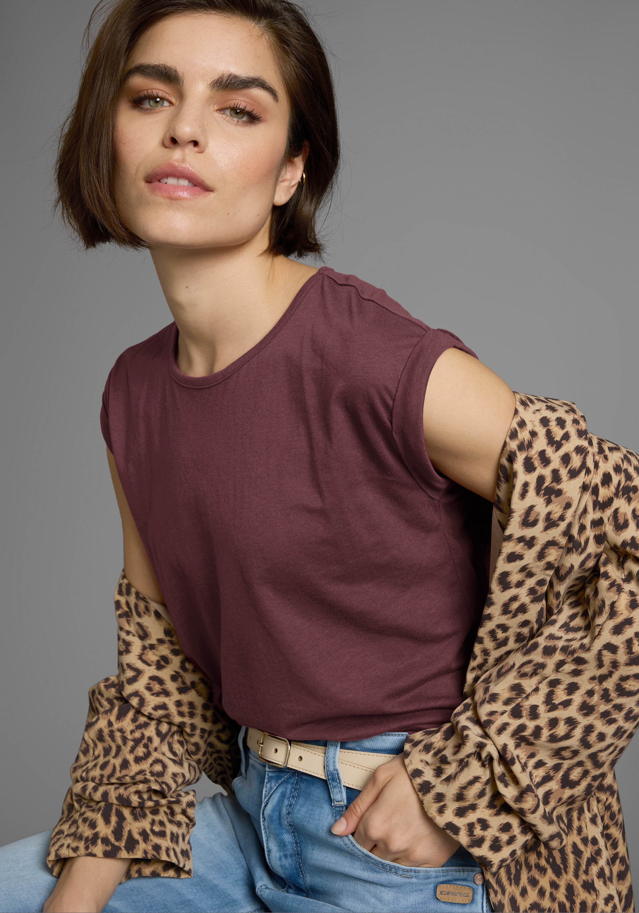 Boysen's T-Shirt Kurzarm,  unifarben,  Rundhals,  für Freizeit und Alltag