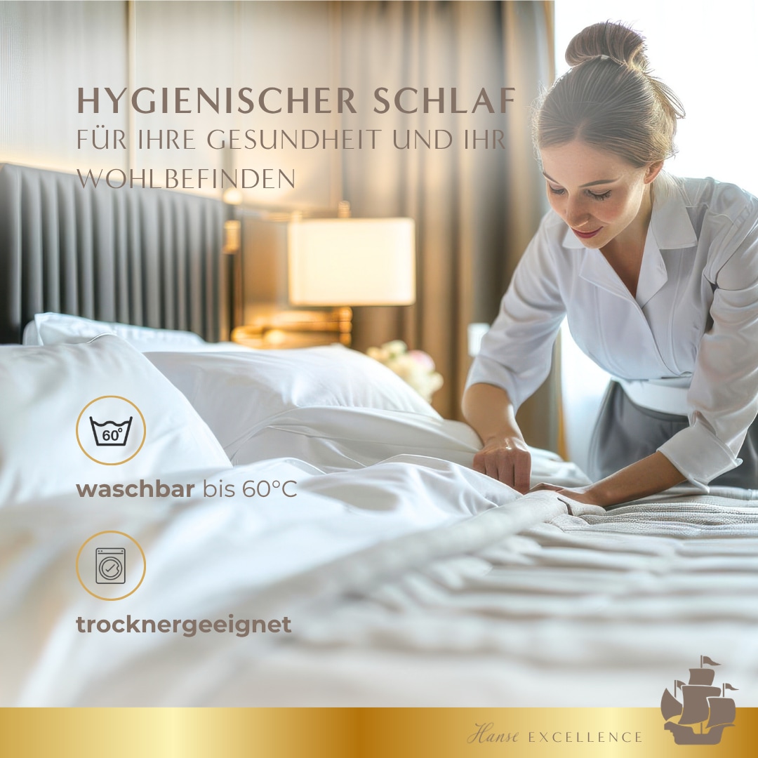 Hanse mit Kogge 3-Kammer-Kopfkissen »Hanse Excellence Gänsedaunenkopfkissen, Luxusqualität, Made in Germany« Füllung: Außenkammern: 100% Gänsedaunen; Innenkammer: 100% Gänsefedern 1 Stk. tlg.