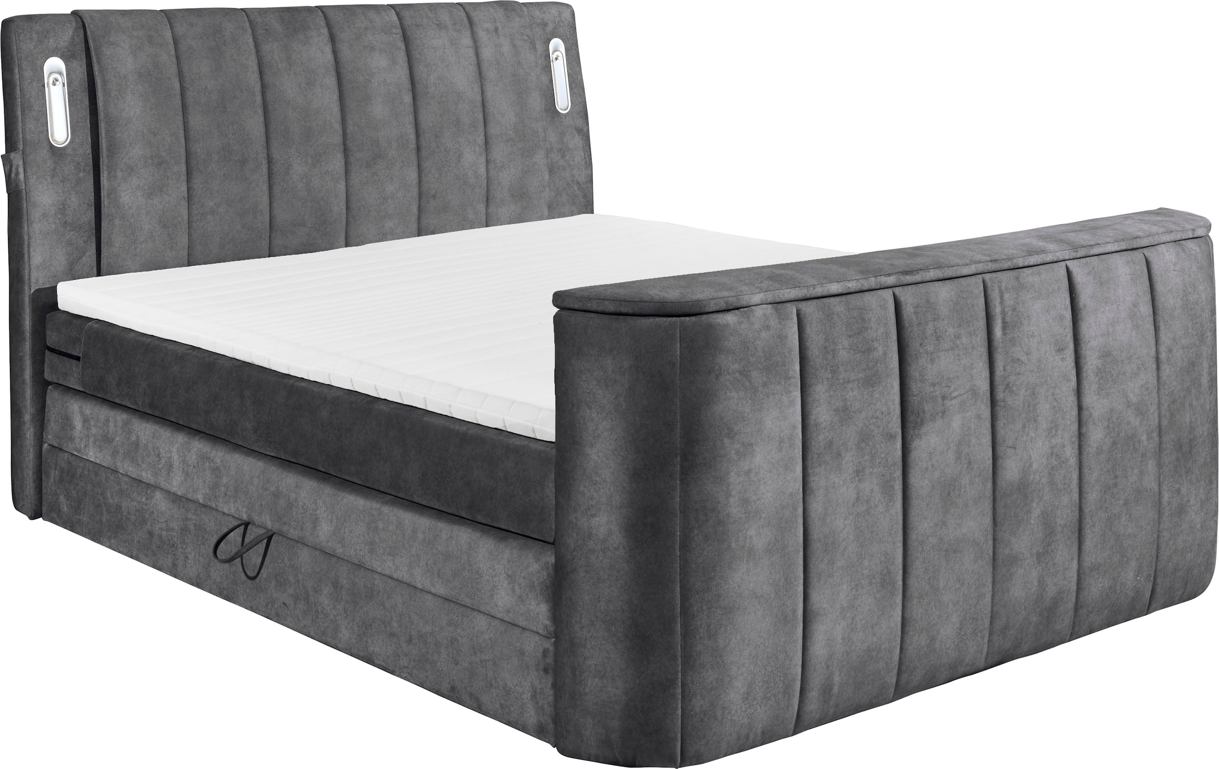 ED EXCITING DESIGN Boxspringbett »Dallas«,  inkl. Topper, LED-Beleuchtung, TV Halterung (bis 40 Zoll) und 2 Bettkästen