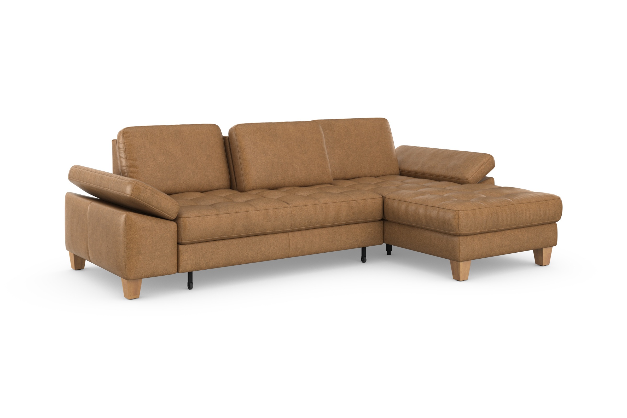 sit&more Ecksofa »Westham L-Form«, mit Recamiere, mit oder ohne Bettfunktion, Bettkasten, Füße Eiche