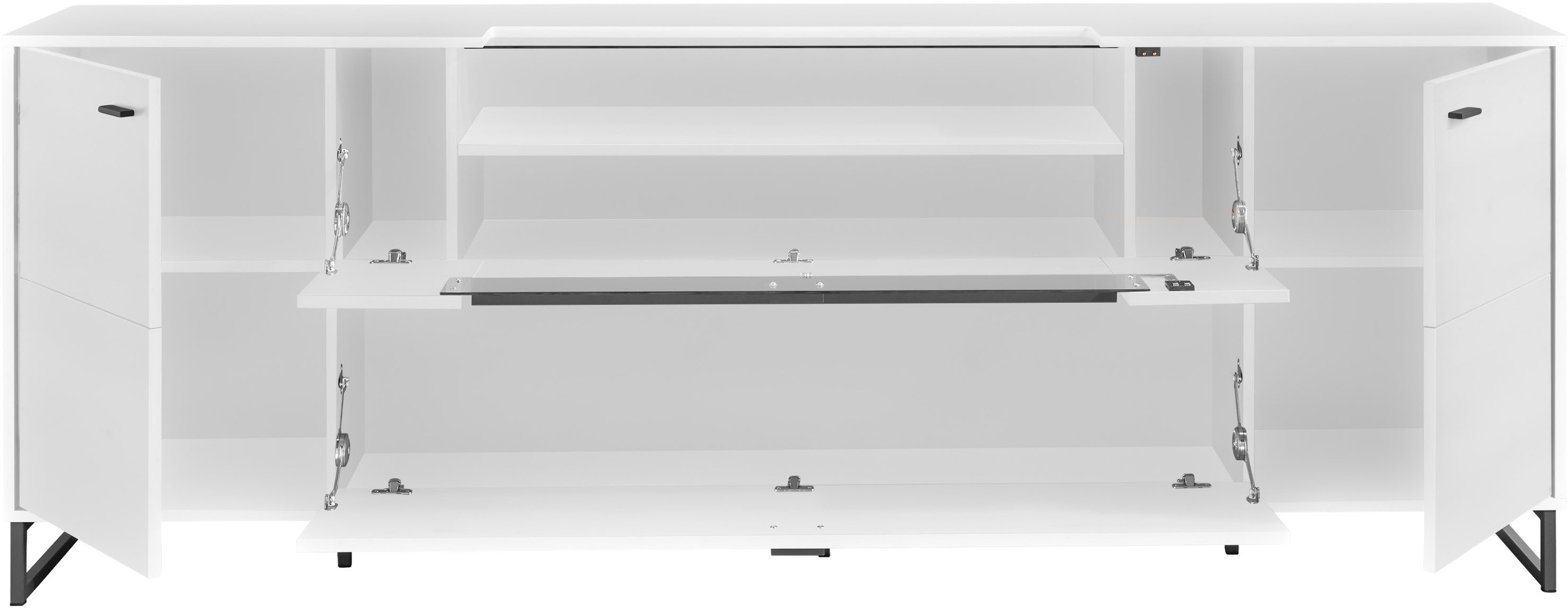 set one by Musterring TV-Schrank »Deltona«, inkl. LED-Beleuchtung, Metallkufe, Sandstein-Zierelement, B229 x H83cm