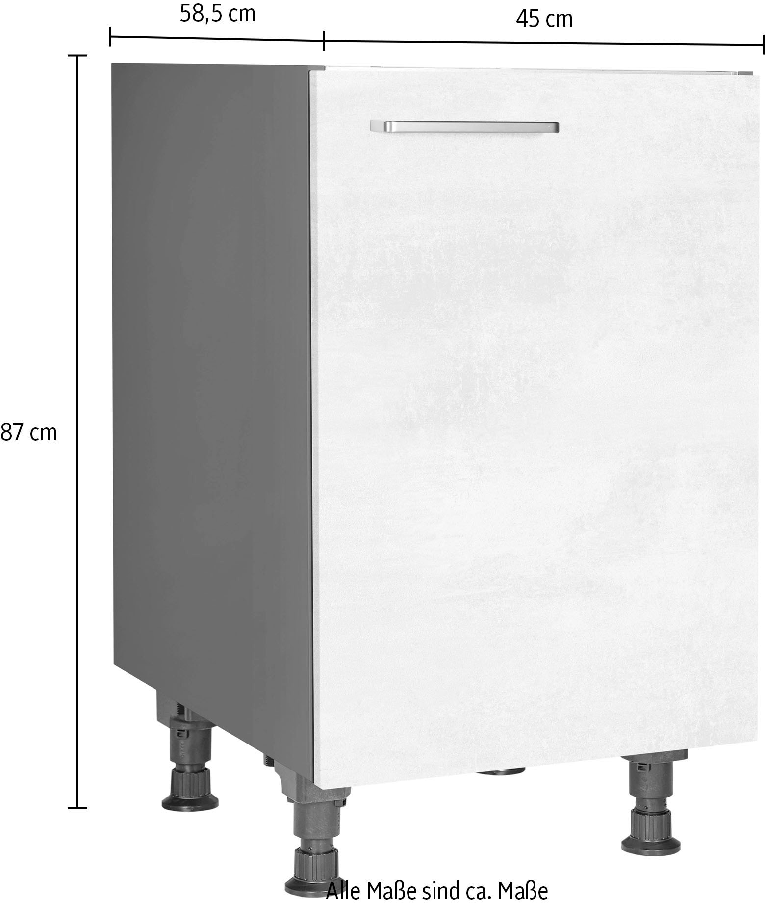 nobilia® Spülenschrank »"Riva", Ausrichtung wählbar, vormontiert, in den Breiten« 45 und 60 cm, mit höhenverstellbaren Sockelfüßen