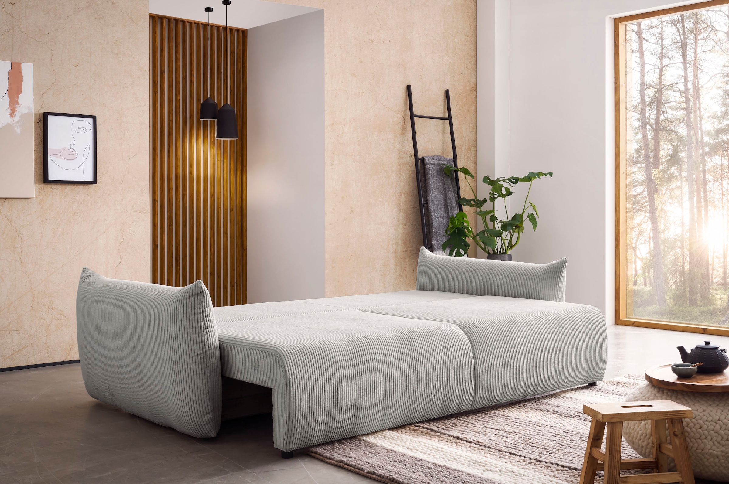 INOSIGN 3-Sitzer »MAVAS Schlafsofa mit Bettkasten«, ca.240/108cm (Liegefläche 212/145 cm), Cord, Chenille, Struktur