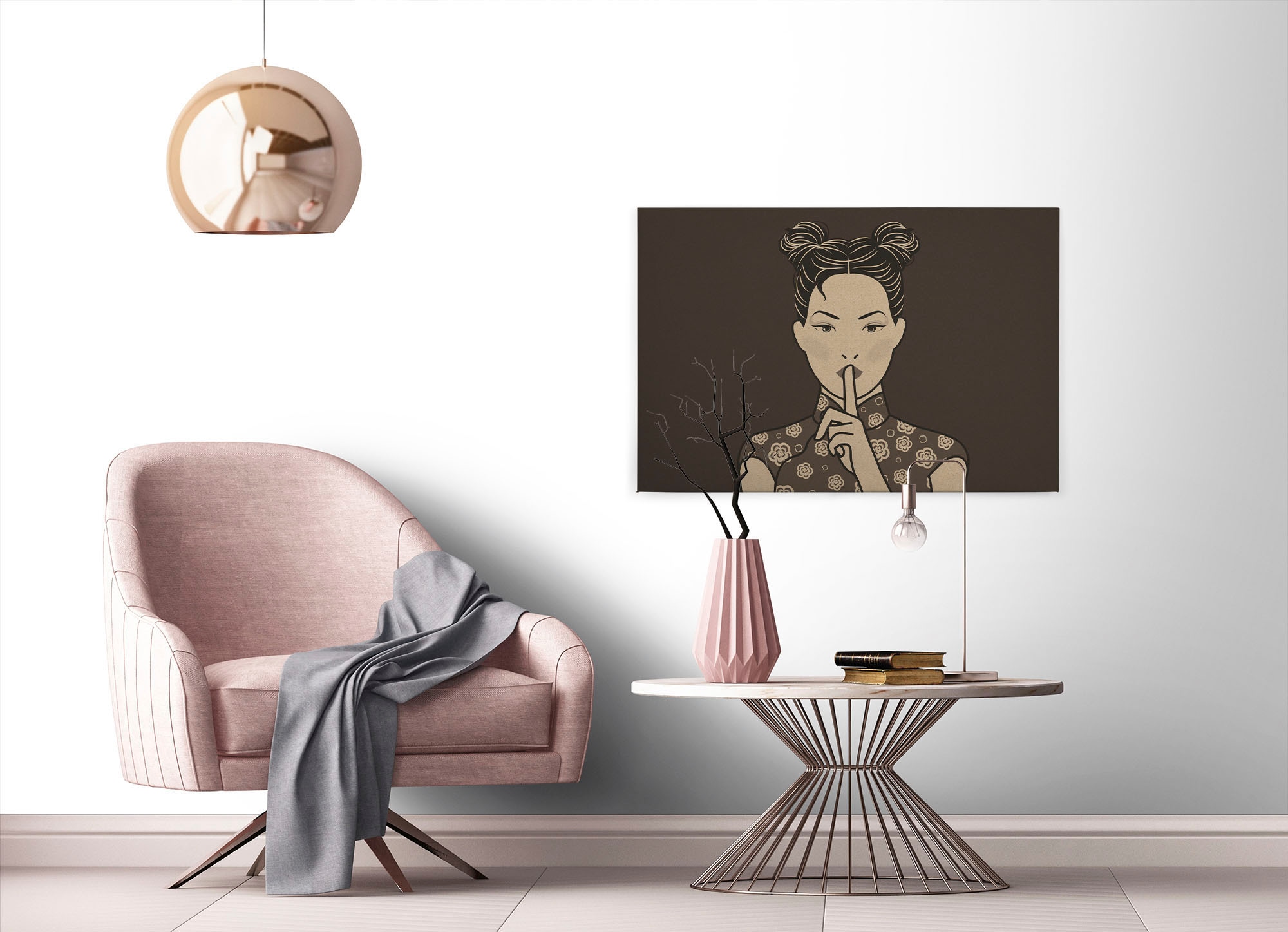 A.S. Création Leinwandbild »himari«, Kunst-Gemälde-Kinder, (1 St.), Keilrahmen Bild Asiatisch Frau Leinwand-Bild Wohnzimmer modern Kinder