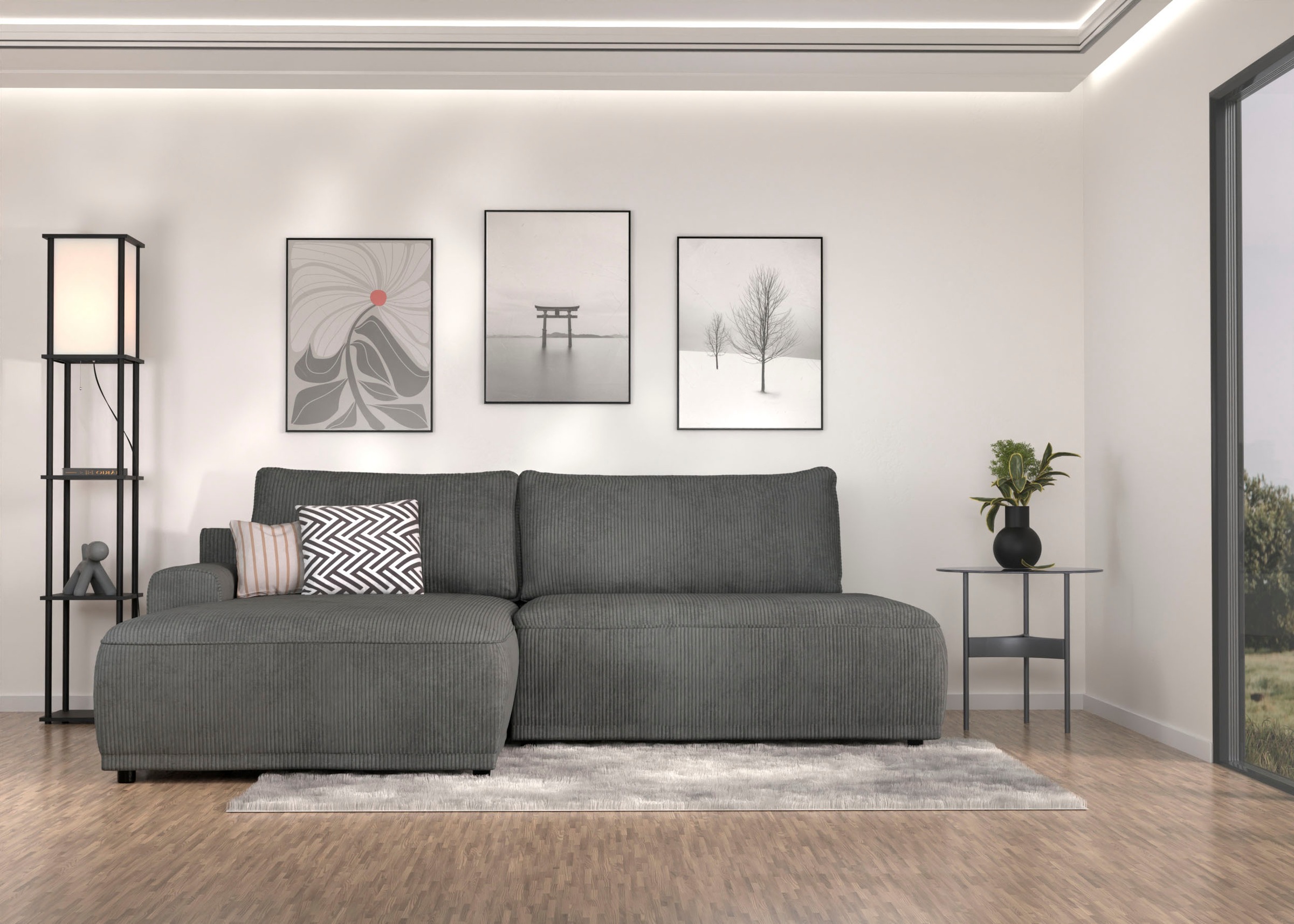 TRENDMANUFAKTUR Ecksofa »Fordon II, Schlafsofa mit Bettkasten, Couch in L-F günstig online kaufen