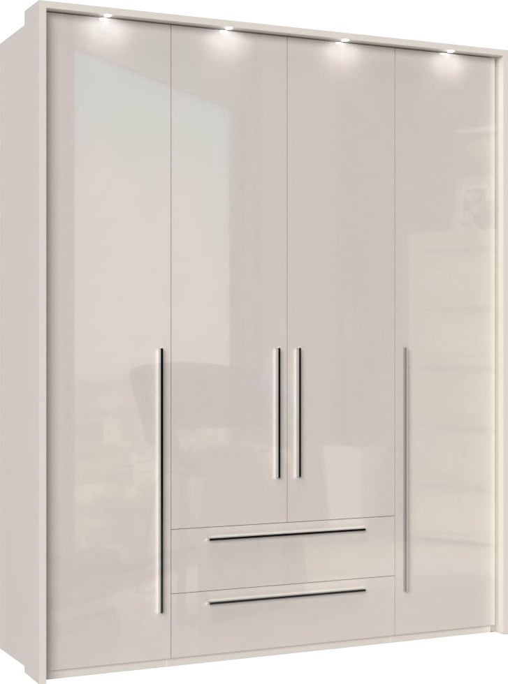 Places of Style Drehtürenschrank »Piano«, weiß, verschiedene Breiten mit 2 Schubladen, inklusive Beleuchtung