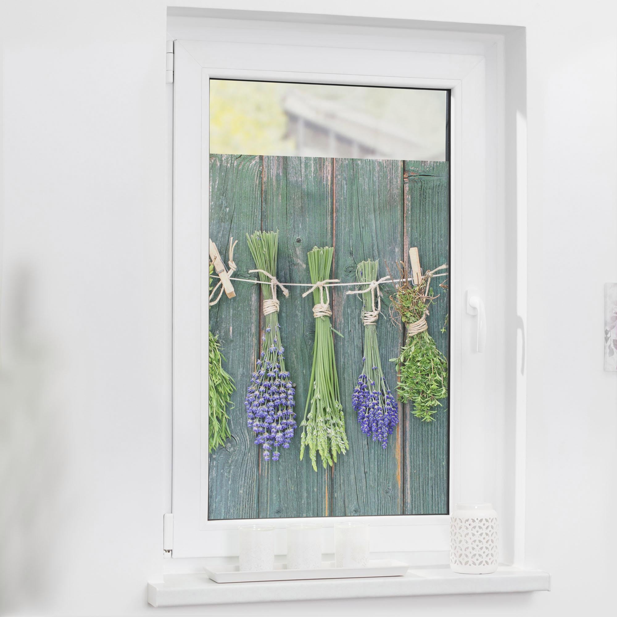 LICHTBLICK ORIGINAL Fensterfolie »Kräuter«, 1 St., blickdicht, strukturiertKlebepunkte, selbstklebend, Sichtschutz