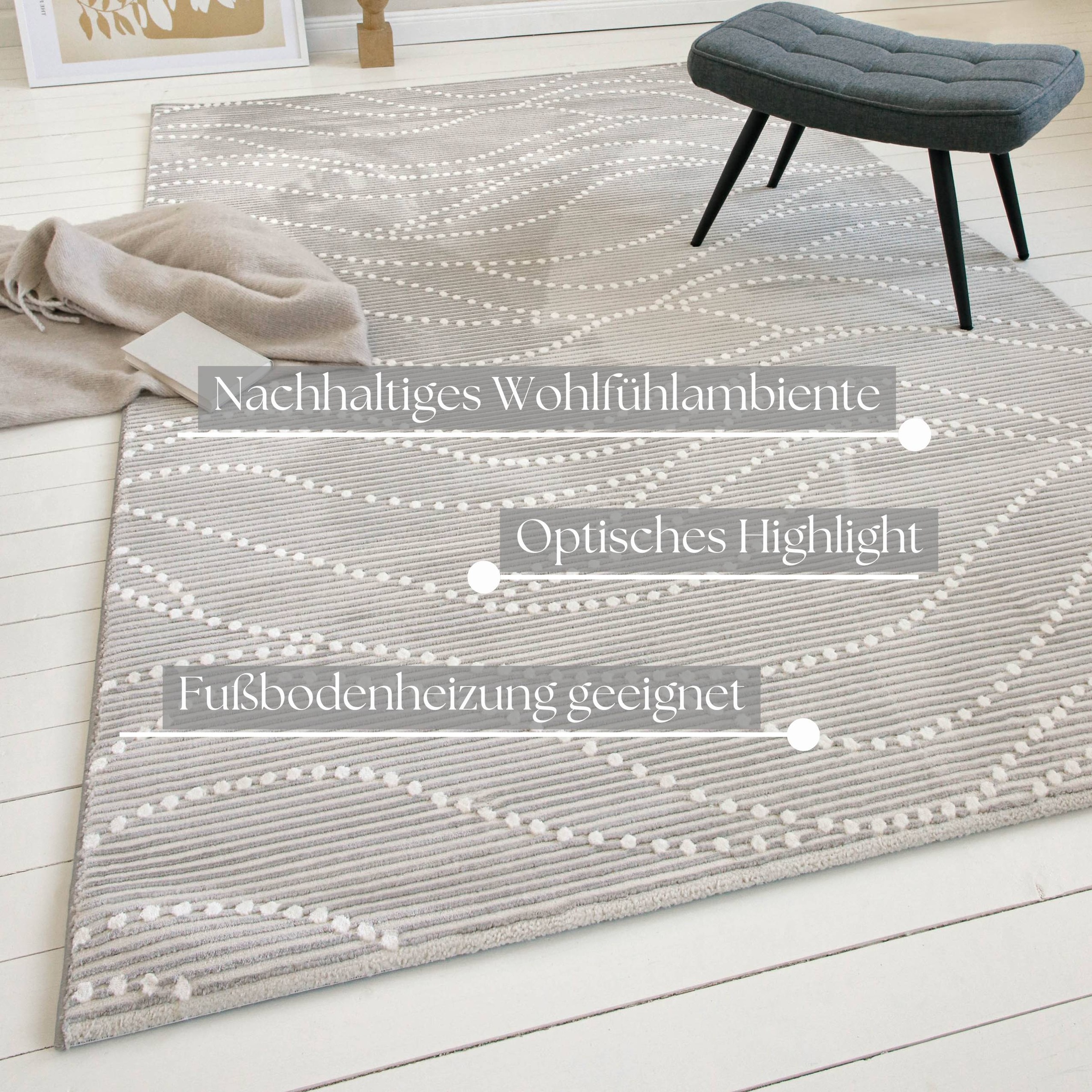 my home Teppich »Adlee«, rechteckig, 12 mm Höhe, Kurzflorteppich, gewebt, geometrisch, Wohnzimmer, modern, Punkte