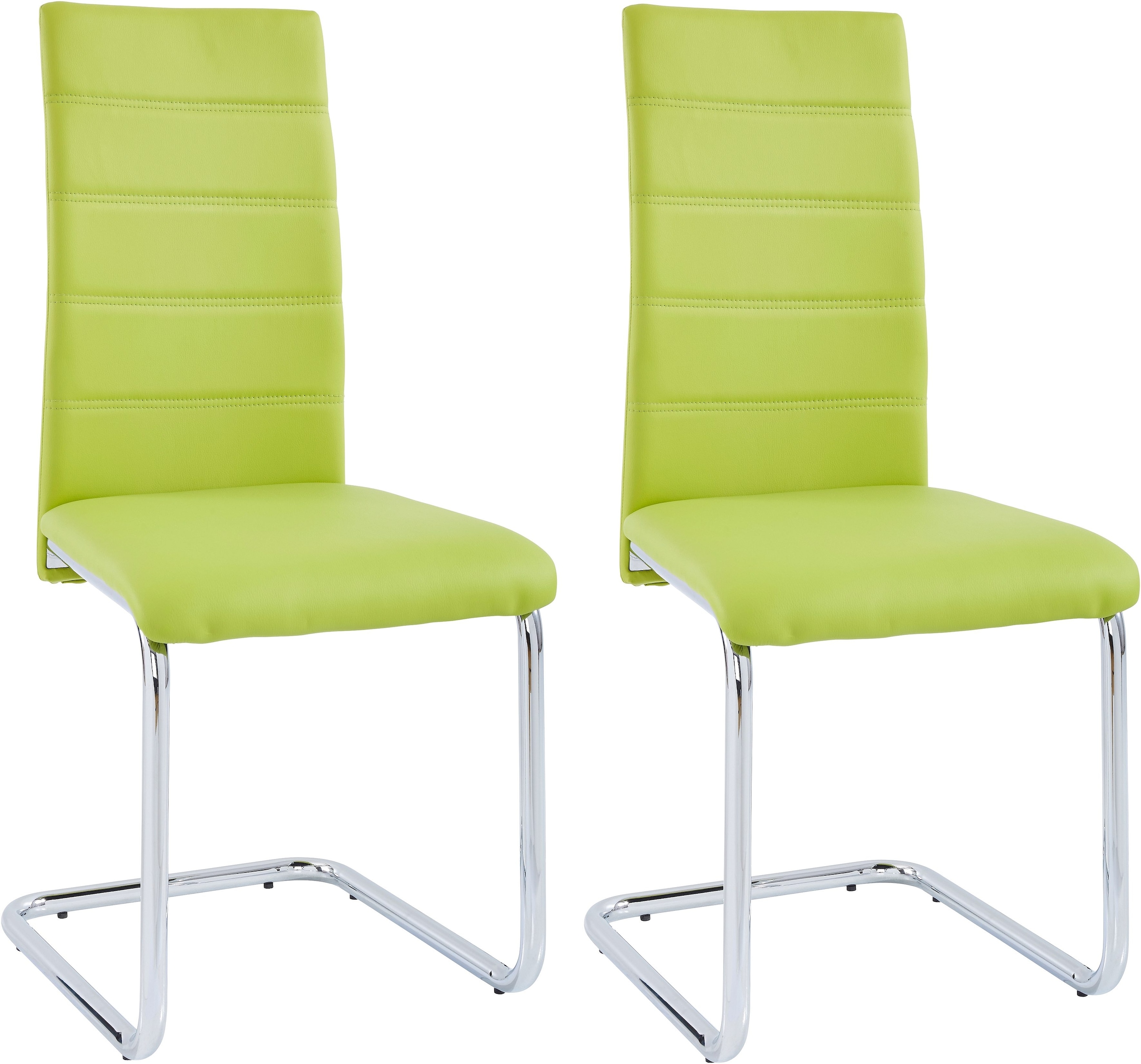 INOSIGN Freischwinger »Adora« (Set) 4 Stk.(2 oder 4 Stück) Bezug in Kunstleder, verchromtes Metallgestell grün + silberfarben