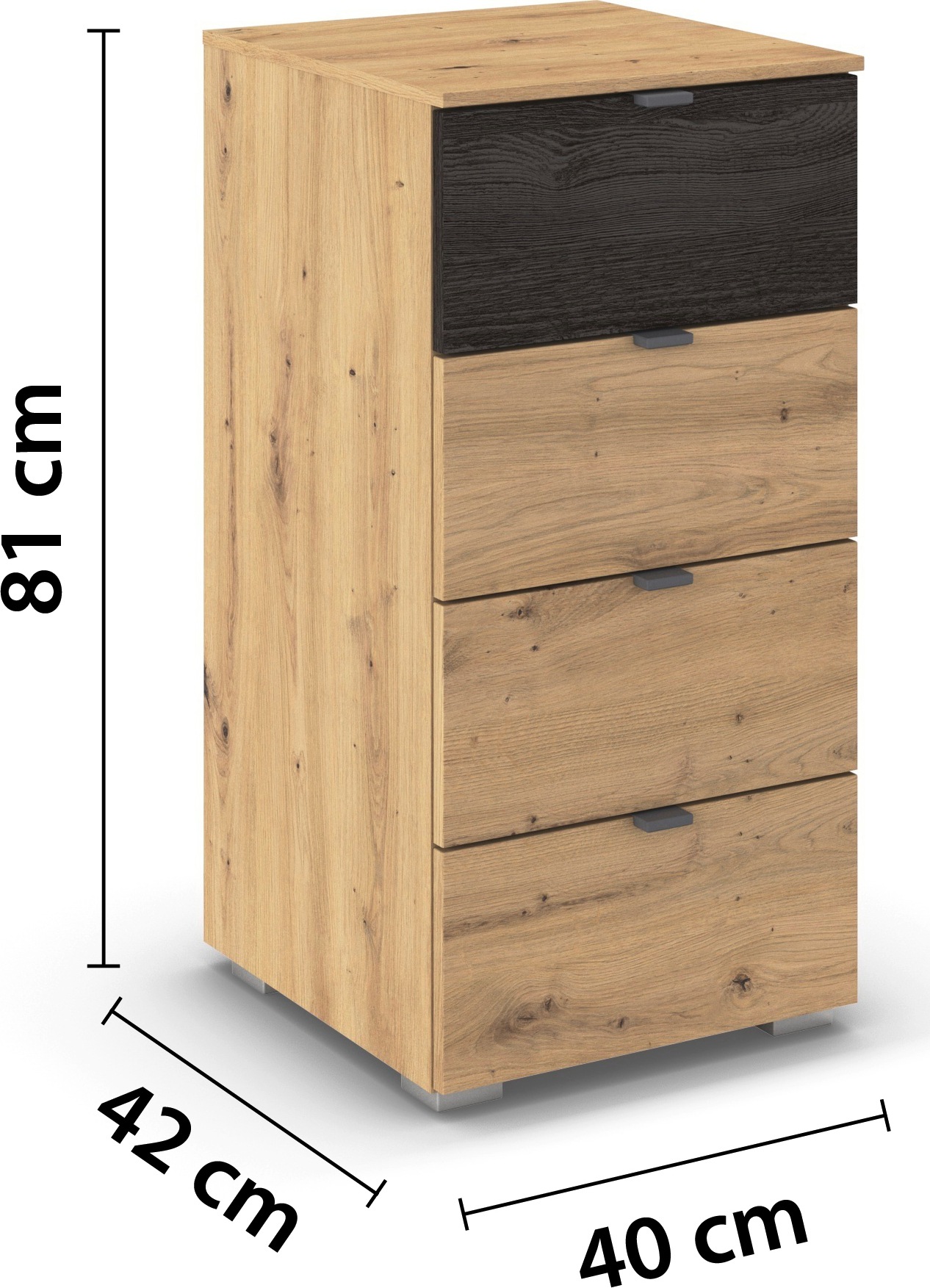 rauch Schubkastenkommode »Sideboard Kommode Schubladenkommode APOLLON« Breiten 40/80 cm, Höhe 81 cm,  mit 4 geräumigen Schubladen, oberer SK mit Absetzung MADE IN GERMANY