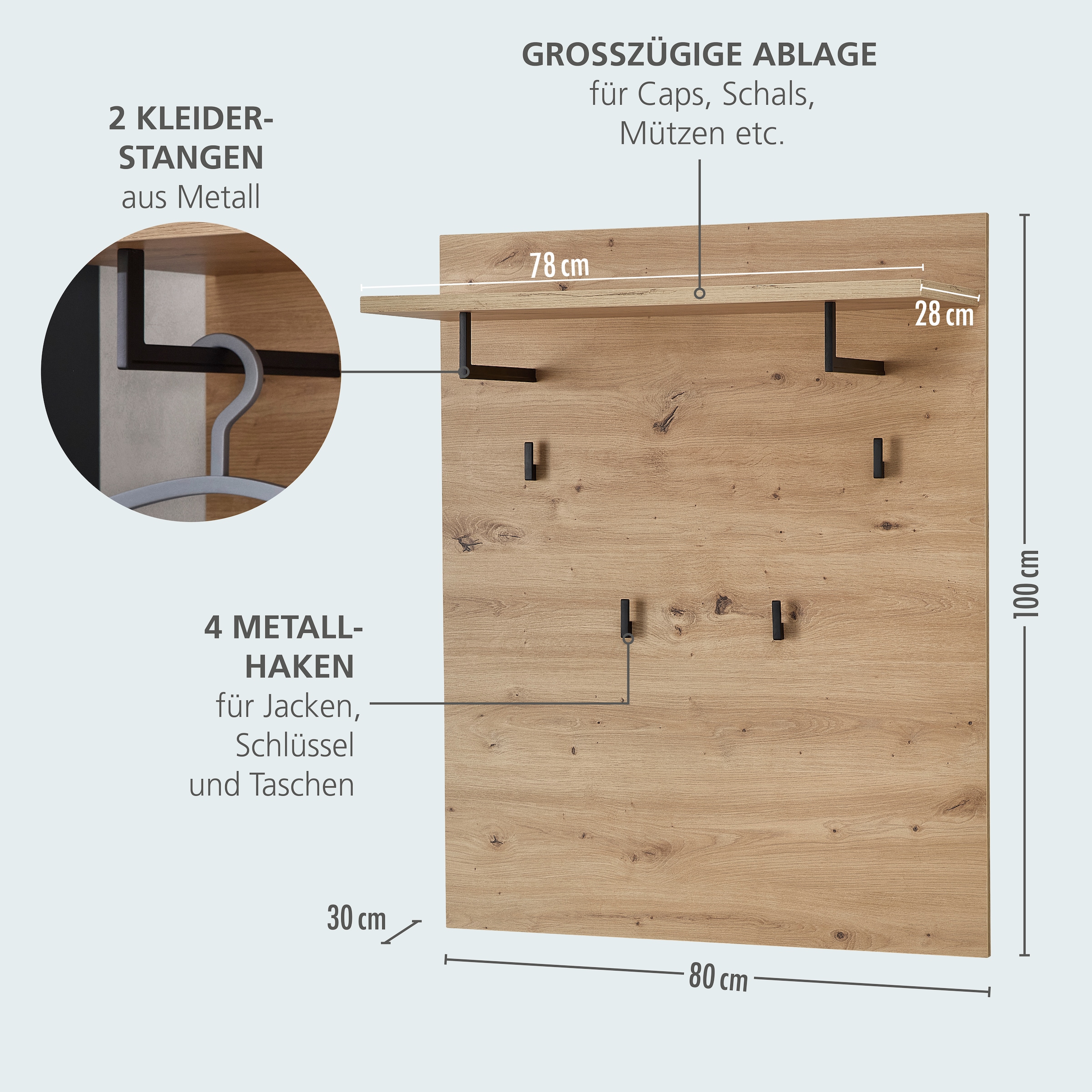 OTTO home Garderoben-Set »Bergen Garderobenset, 150/192/38 (B/H/T cm)« 3 Stk. tlg.