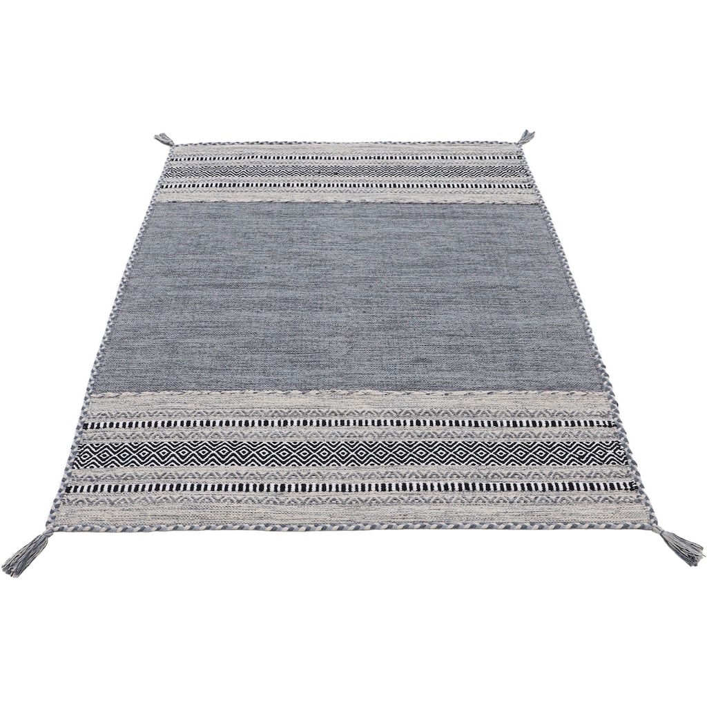 carpetfine Teppich »Kelim Azizi«, rechteckig, 5 mm Höhe, Baumwolle, Wendeteppich mit Fransen, Wohnzimmer