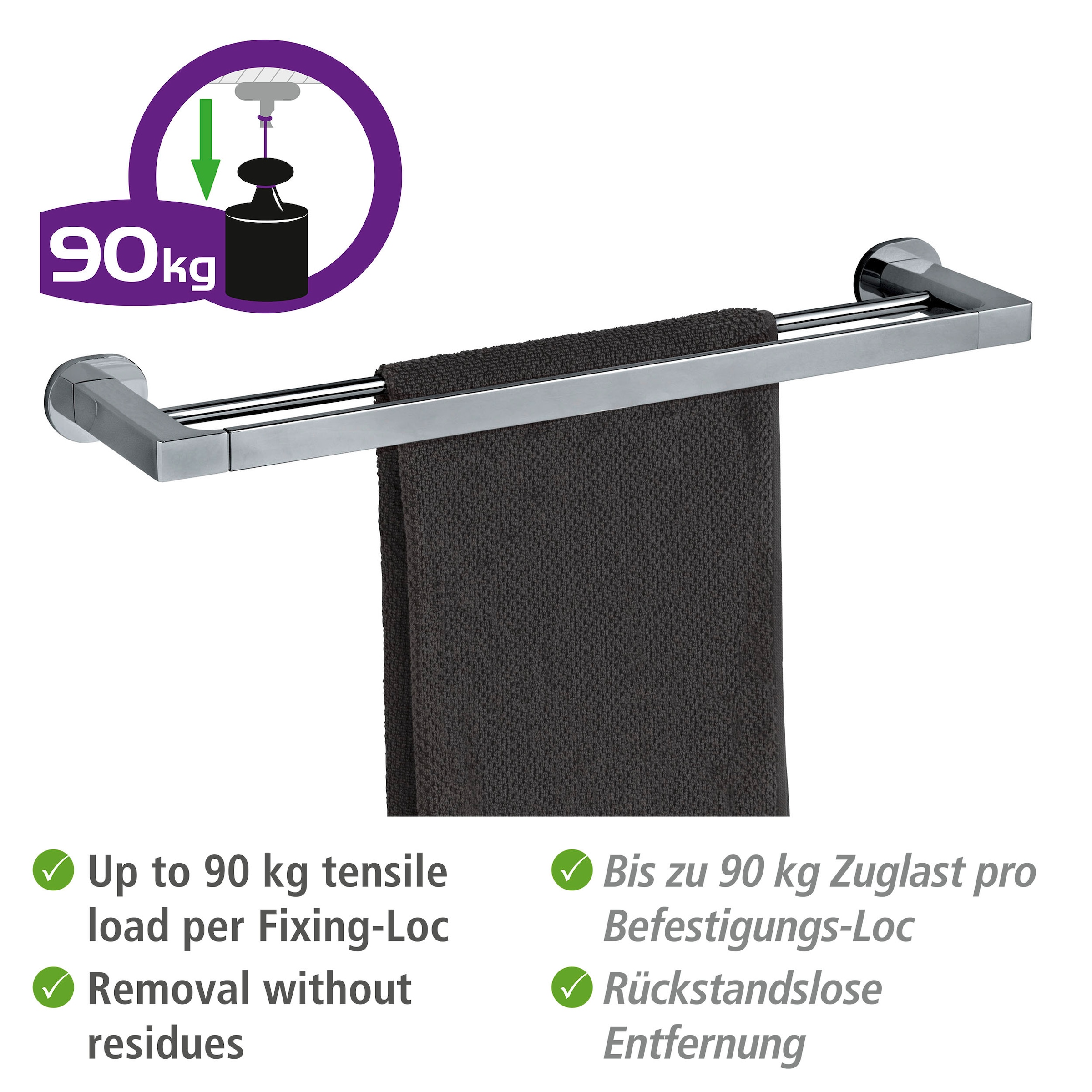 WENKO Handtuchstange »UV-Loc® Maribor« befestigen ohne Bohren
