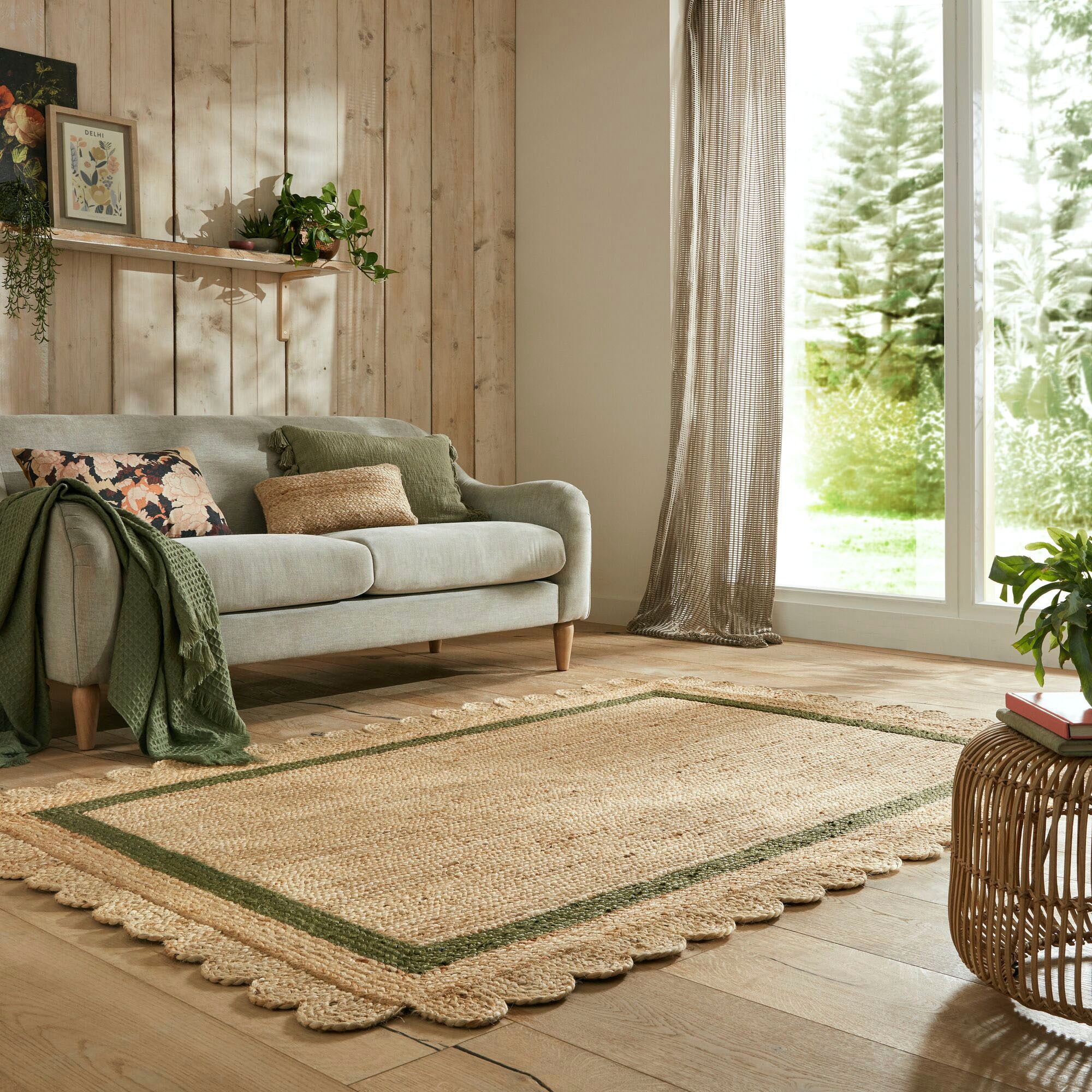 FLAIR RUGS Teppich »Grace«, rechteckig, 7 mm Höhe, aus 100% Jute, fußbodenheizungsgeeignet, mit Bordüre