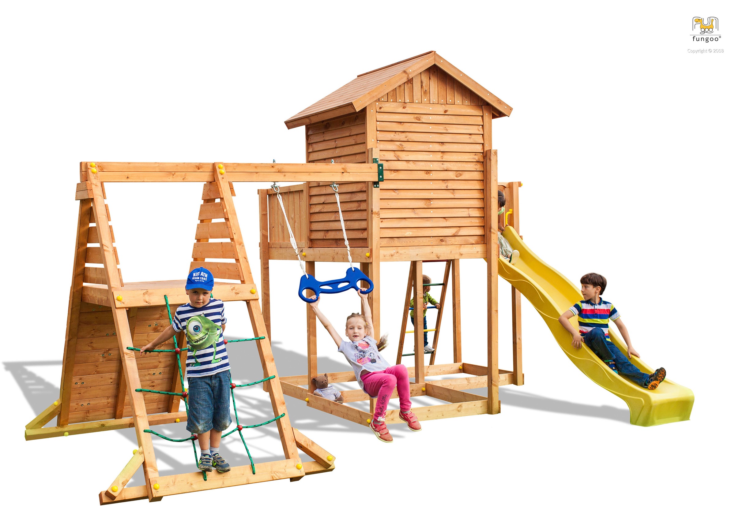 FUNGOO Spielturm »My SIDE Spider+«, mit Schaukel & Rutsche, Klettererweiterung
