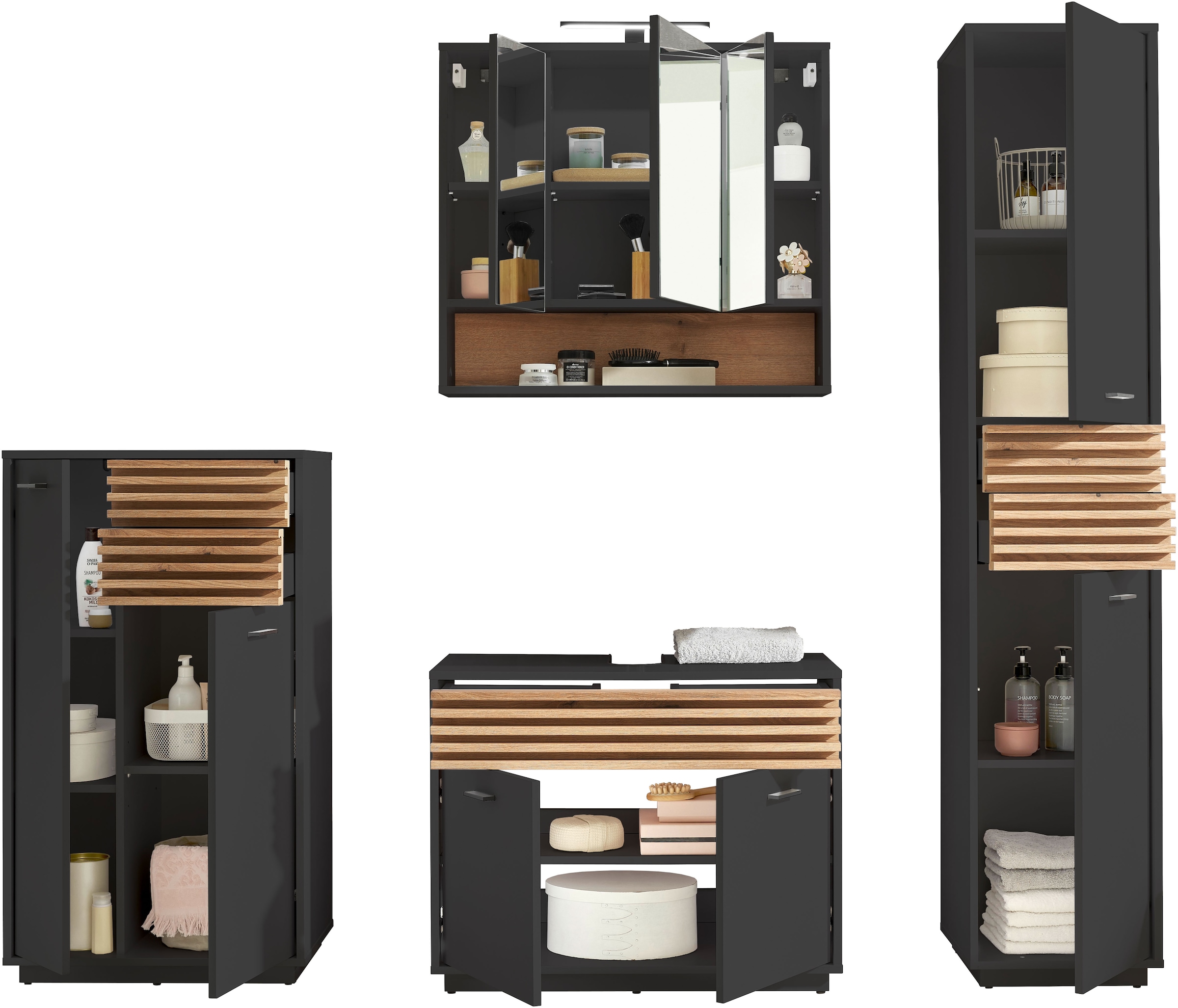 BASIC by Balculina Hochschrank »Liguria B/H/T 38x191x35 cm« 1 Stk. tlg. Breite 38cm, Unterflurauszug, FSC-Mix 70%