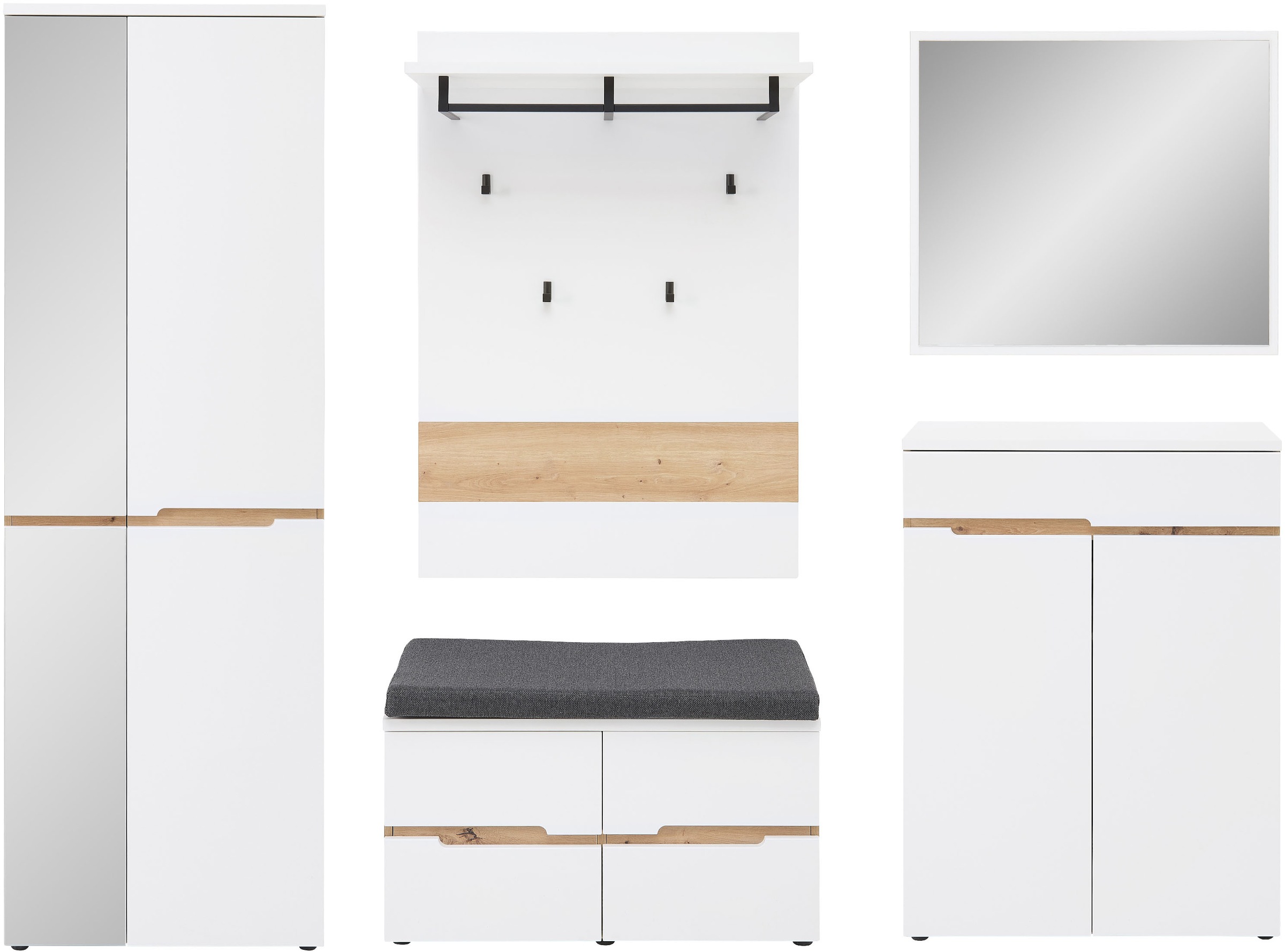 Innostyle Garderoben-Set »Memphis Garderoben Set, 255x192x38cm (B/H/T)«, (5 St.)