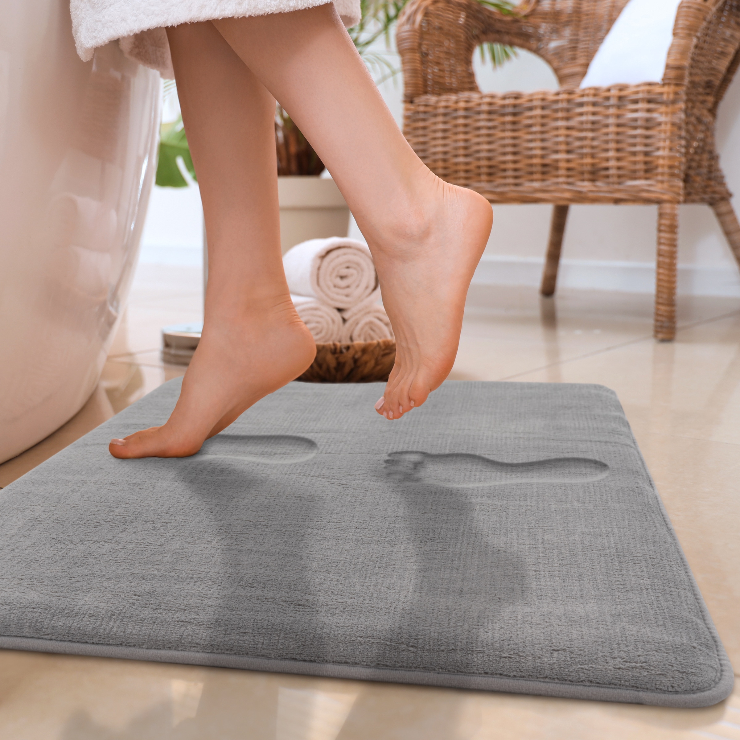 Paco Home Badematte "Corby 255, Memory-Schaum Effekt", grau, rechteckig (50cm x 80cm ), 1 Stk.