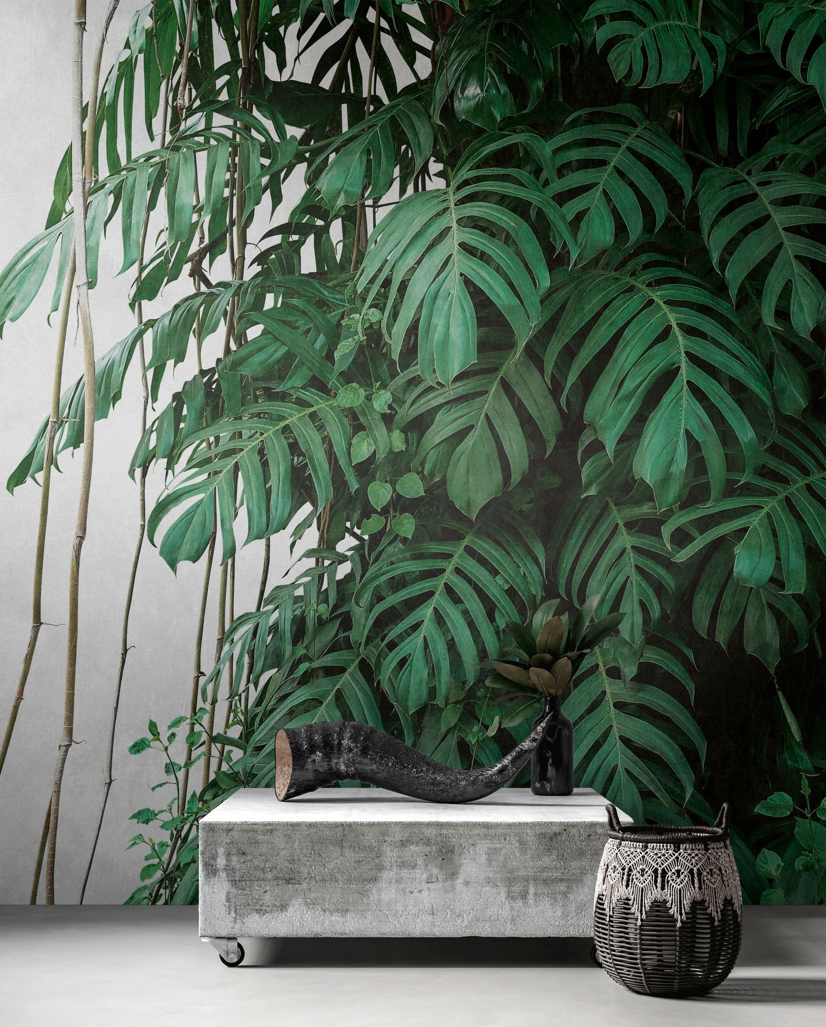 living walls Fototapete »The Wall«, botanisch-natürlich-naturalistisch, Fototapete Palmen Tapete Dschungel Tapeten Wohnzimmer Flur Design Büro
