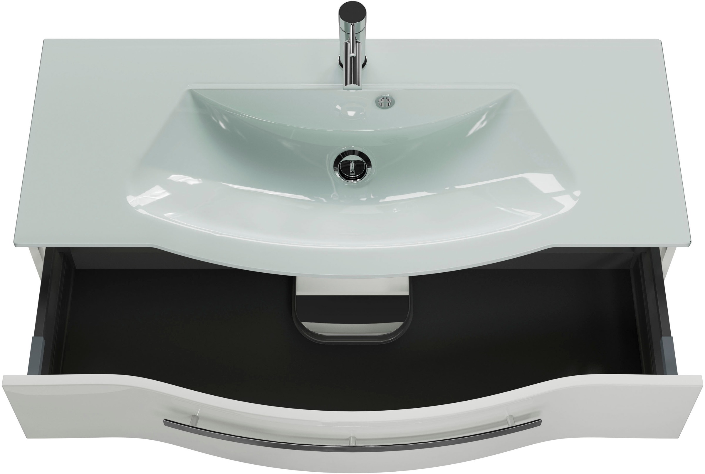 Saphir Badmöbel-Set »Serie 4005, vormontiert, Glaswaschbecken, Spiegelschrank« Set, 5 Stk. tlg.