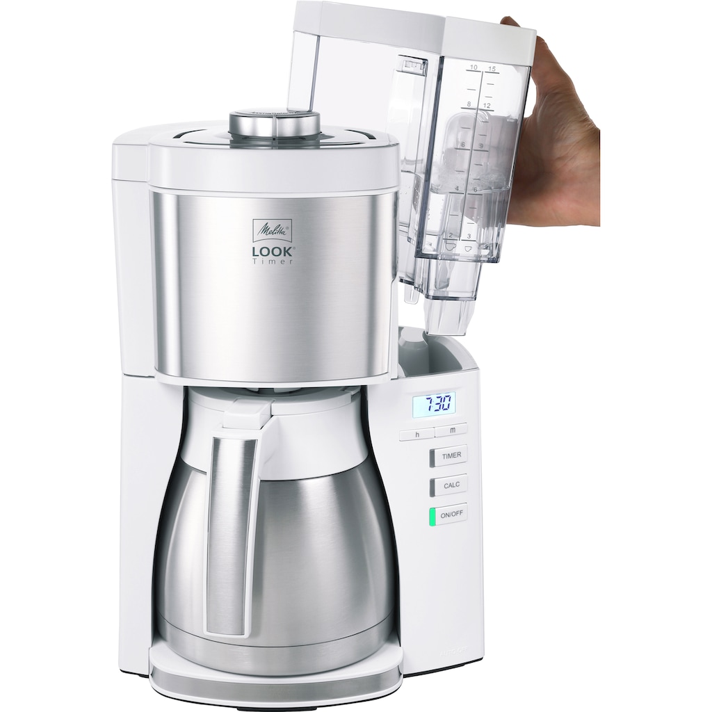 Melitta Filterkaffeemaschine »LOOK® Therm Timer 1025-17 weiß«, 1,25 l Kaffeekanne, Papierfilter, 1x4