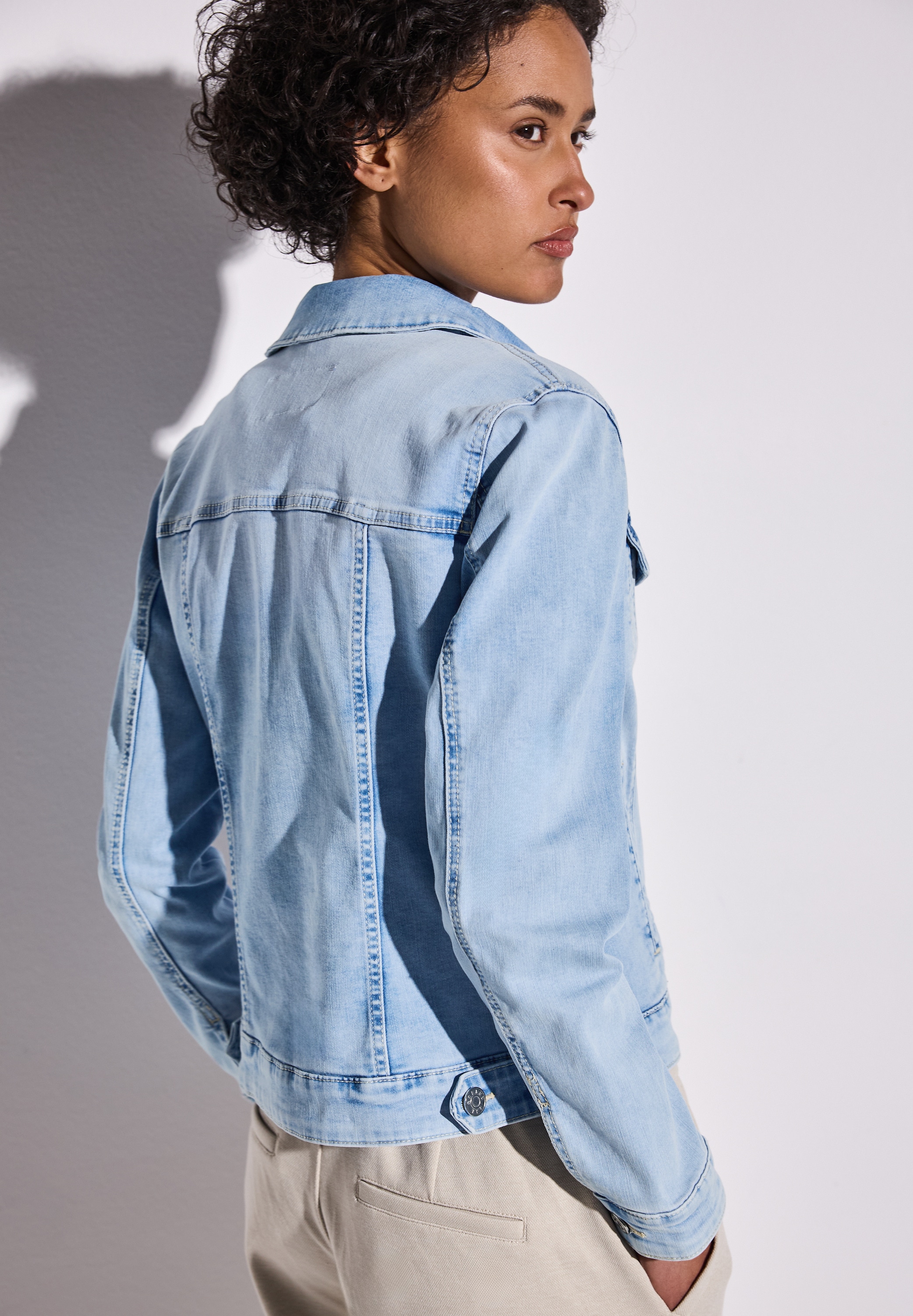 STREET ONE Jeansjacke, ohne Kapuze, im Bleached-Look
