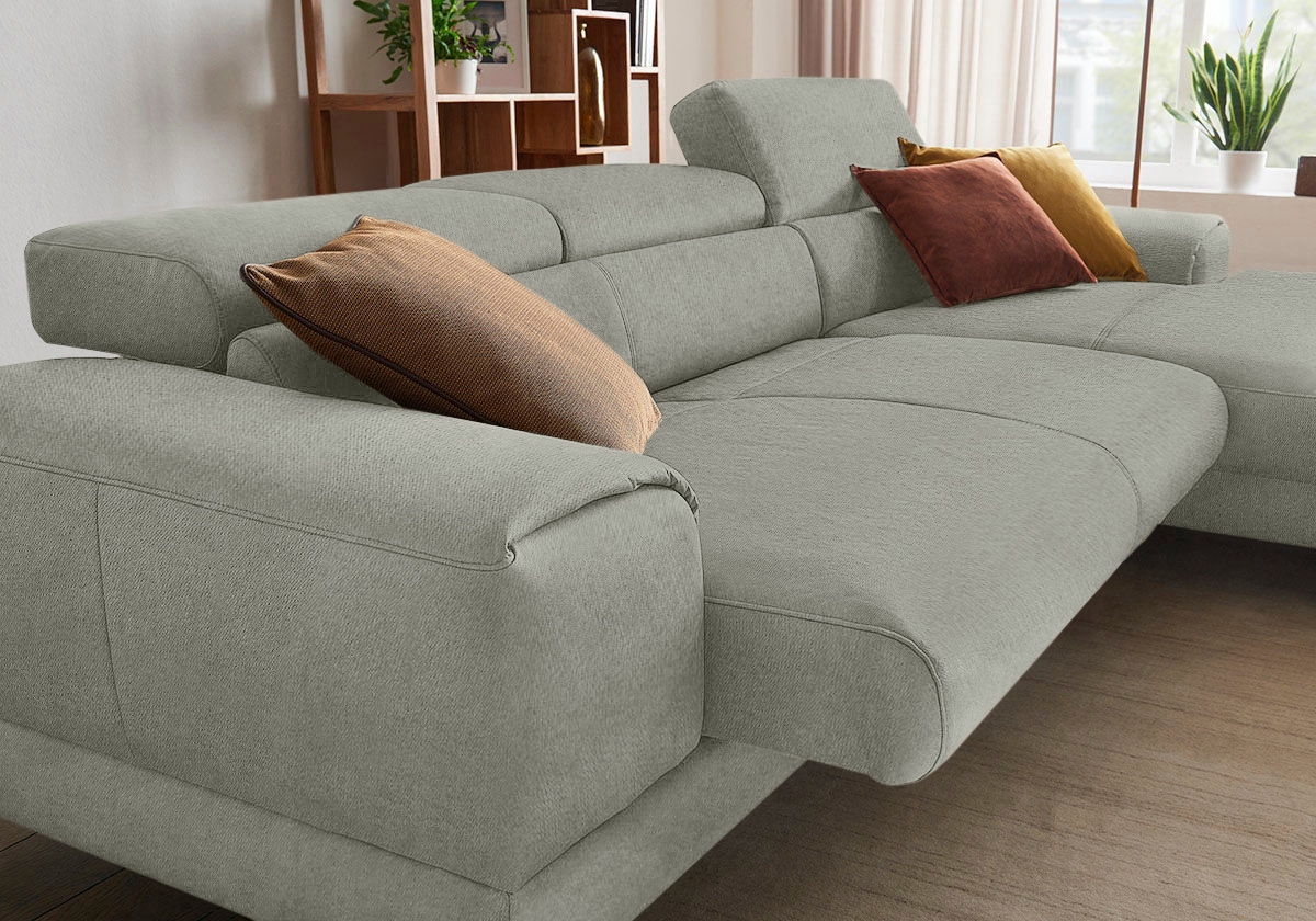 W.SCHILLIG Ecksofa »piedroo, Designsofa mit tollem Sitzkomfort, elegant und bequem, L-Form«, Kopfteilverstellung, wahlweise mit Sitztiefenverstellung, Breite 303cm