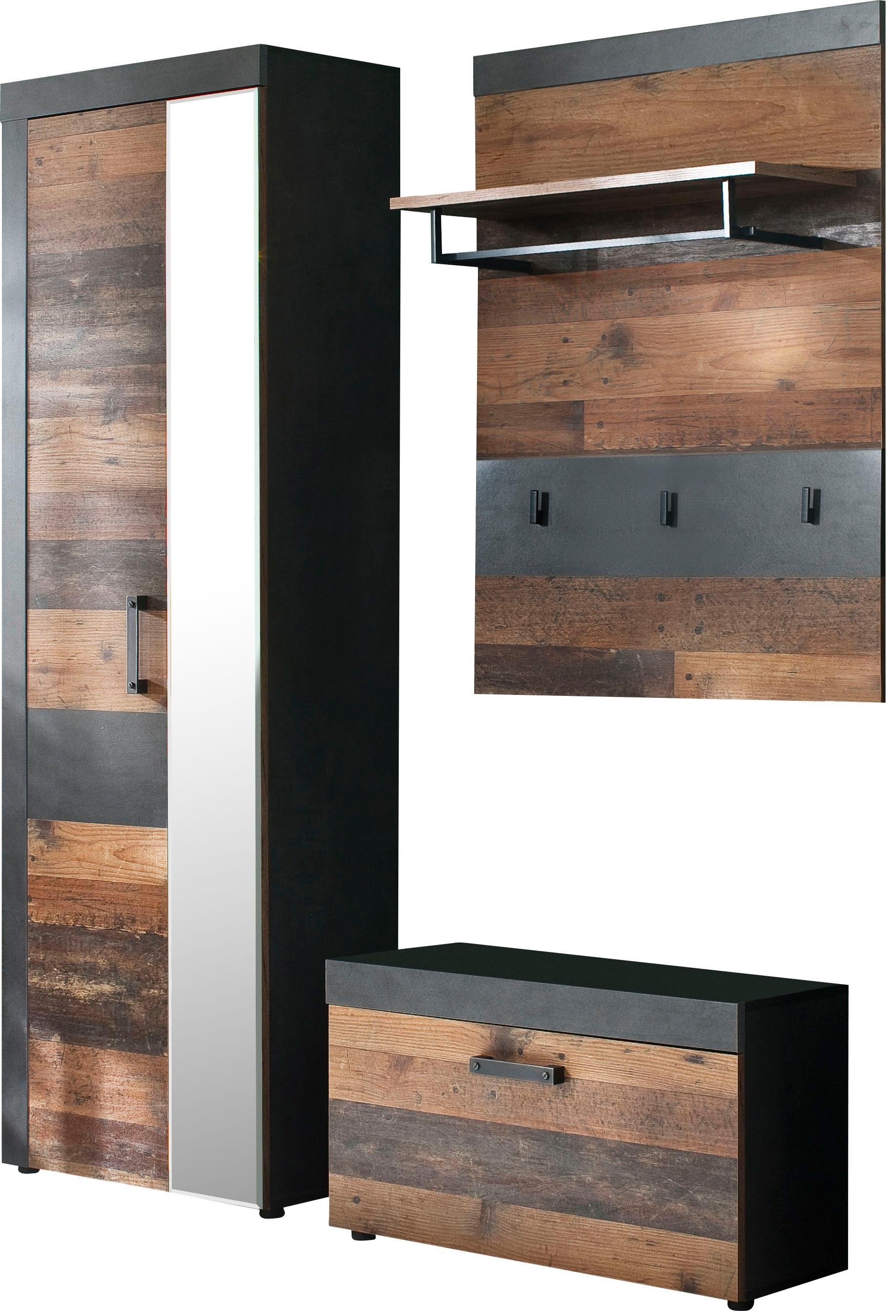 INOSIGN Garderoben-Set »Ilana« Set, 3 Stk. tlg. Graphit Grau Matera - Old Wood/Absetzung: Graphit Grau Matera Bietet viel Stauraum