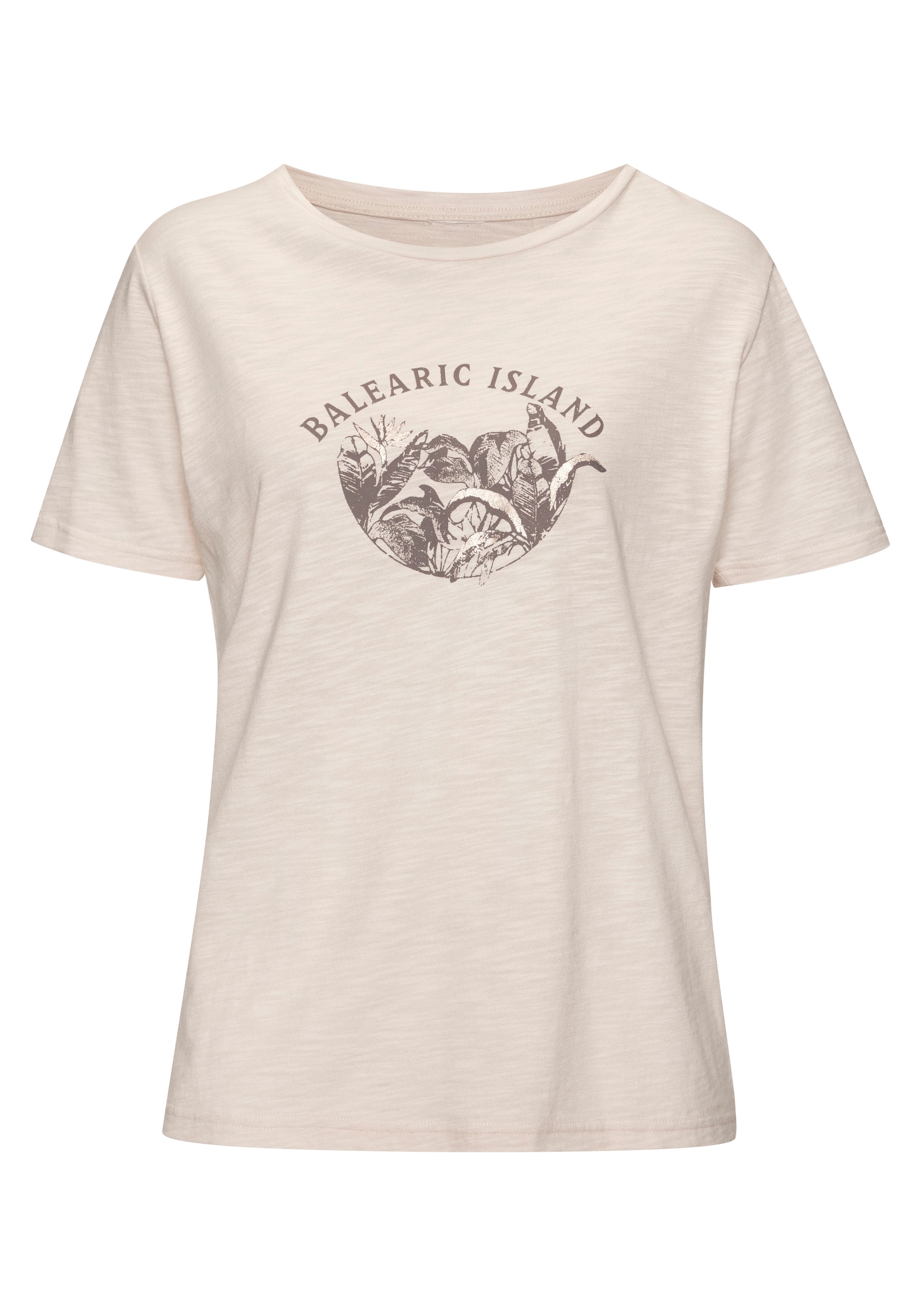 Vivance T-Shirt »mit schimmerndem Frontprint«, (2er-Pack), aus weicher Baumwoll-Qualität