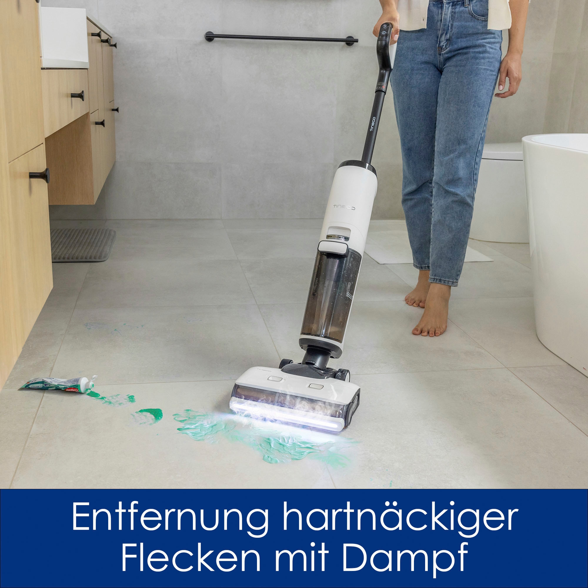 Tineco Nass-Trocken-Akkusauger »Floor One S7 Steam Plus Nass-Trockensauger mit Dampfreinigung,kabellos«, beidseitige Kantenreinigung, 99°Grad heißer Dampf, Selbstreinigung