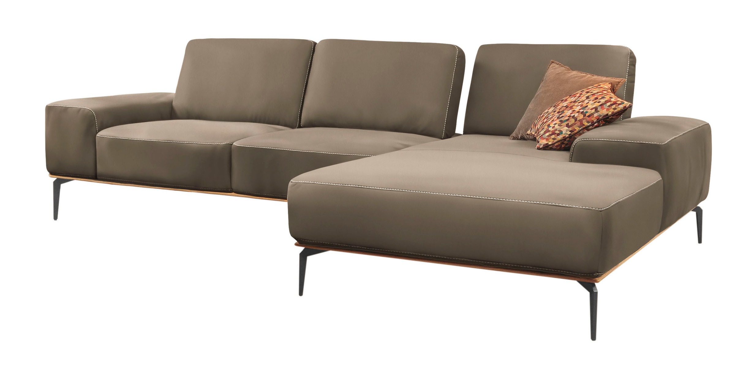 W.SCHILLIG Ecksofa »run, Designsofa mit tollem Sitzkomfort, bequem, L-Form«, mit Holzsockel, Füße in Schwarz pulverbeschichtet, Breite 319 cm