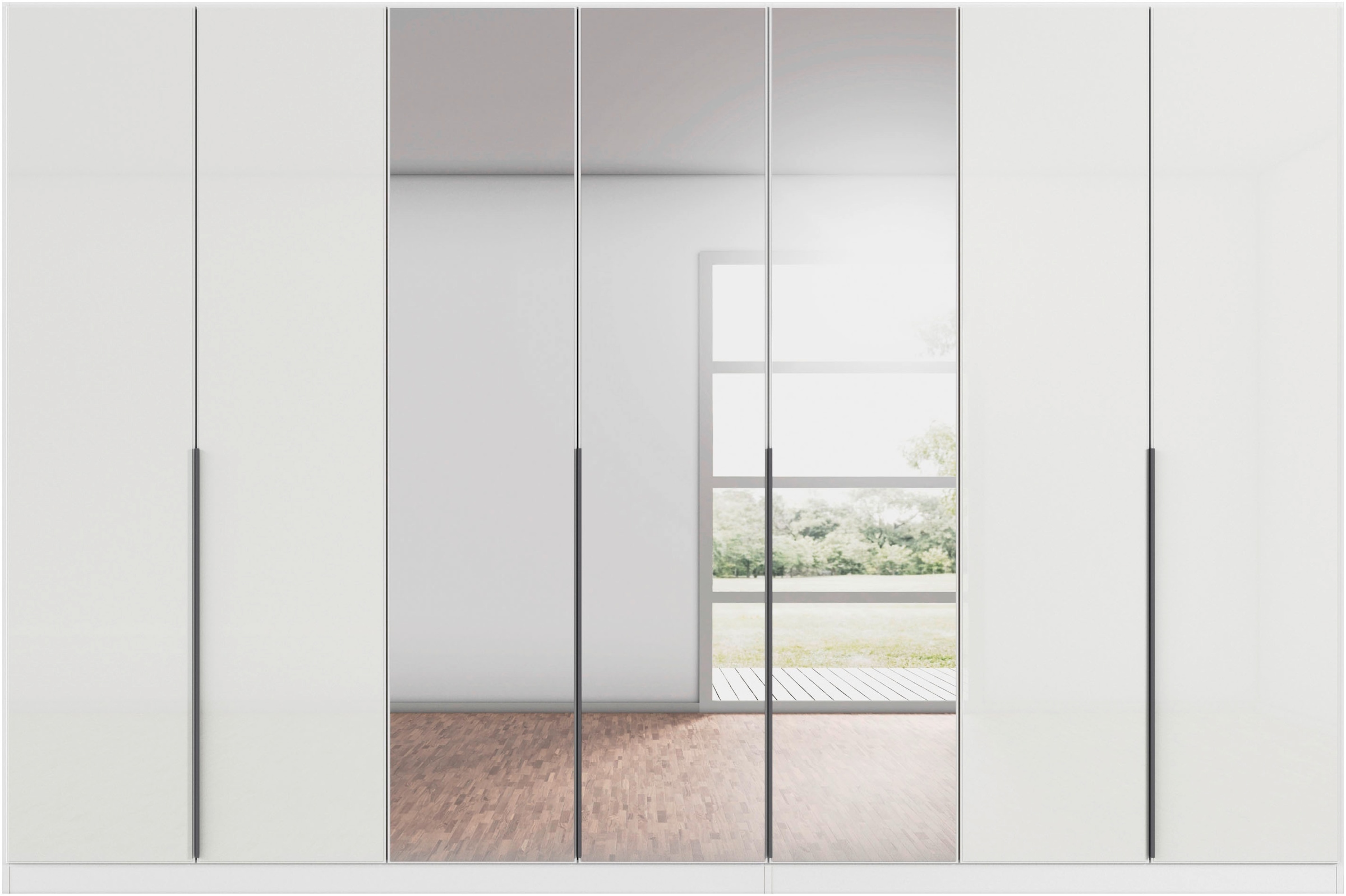 rauch Drehtürenschrank »Kleiderschrank Kleiderschränke Schrank Garderobe AGORDO mit Glasfront«, (in zwei Griff-Farben), durchdachte Innenausstattung, in 6 Breiten und 2 Höhen MADE IN GERMANY