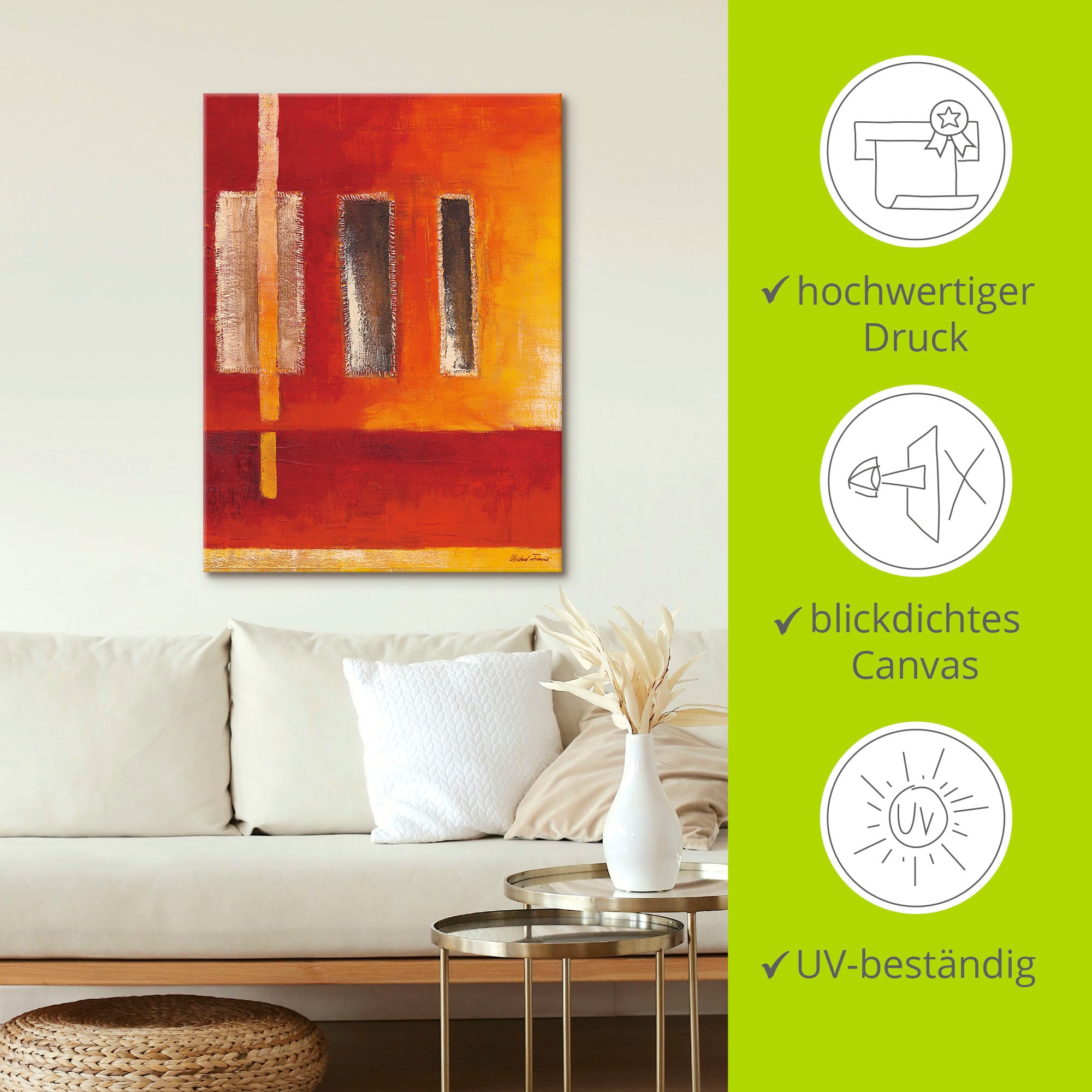 Artland Wandbild »Felder I - Abstrakt«, Muster, (1 St.), als Leinwandbild, Poster in verschied. Größen
