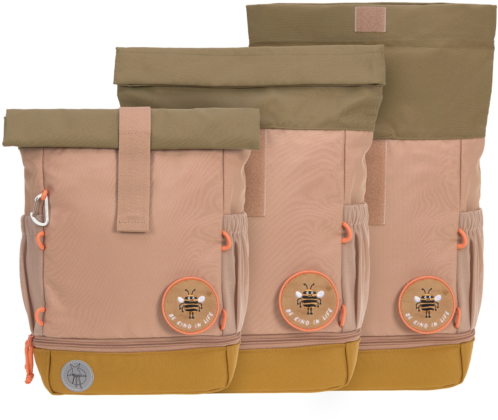 LÄSSIG Kinderrucksack »Nature, Mini Rolltop Backpack, Hazelnut« Reflektoren aus recycelten PET-Flaschen