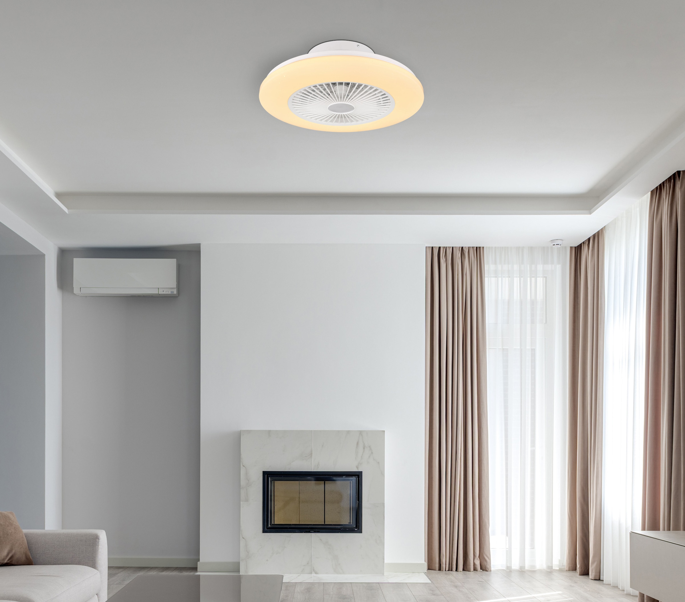 GLOBO LIGHTING Deckenleuchte »TRAVO«, Leuchtmittel LED-Modul | LED fest integriert, Ventilator/Funktions-Ventilator/Wohnbereich/Schlafzimmer /Flügel innen