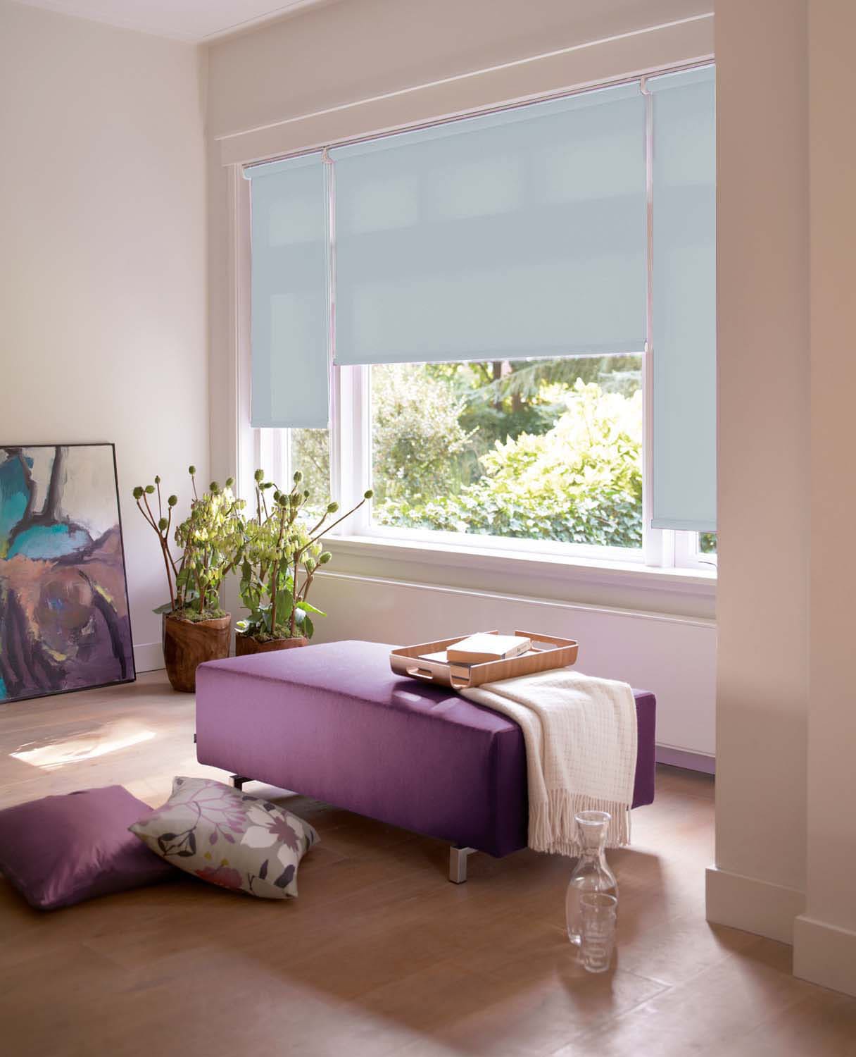 sunlines Elektrisches Rollo »Akkurollo Upcycling appgesteuert, blickdicht, Sunlines«, blickdicht, ohne Bohren, appgesteuert via Bluetooth