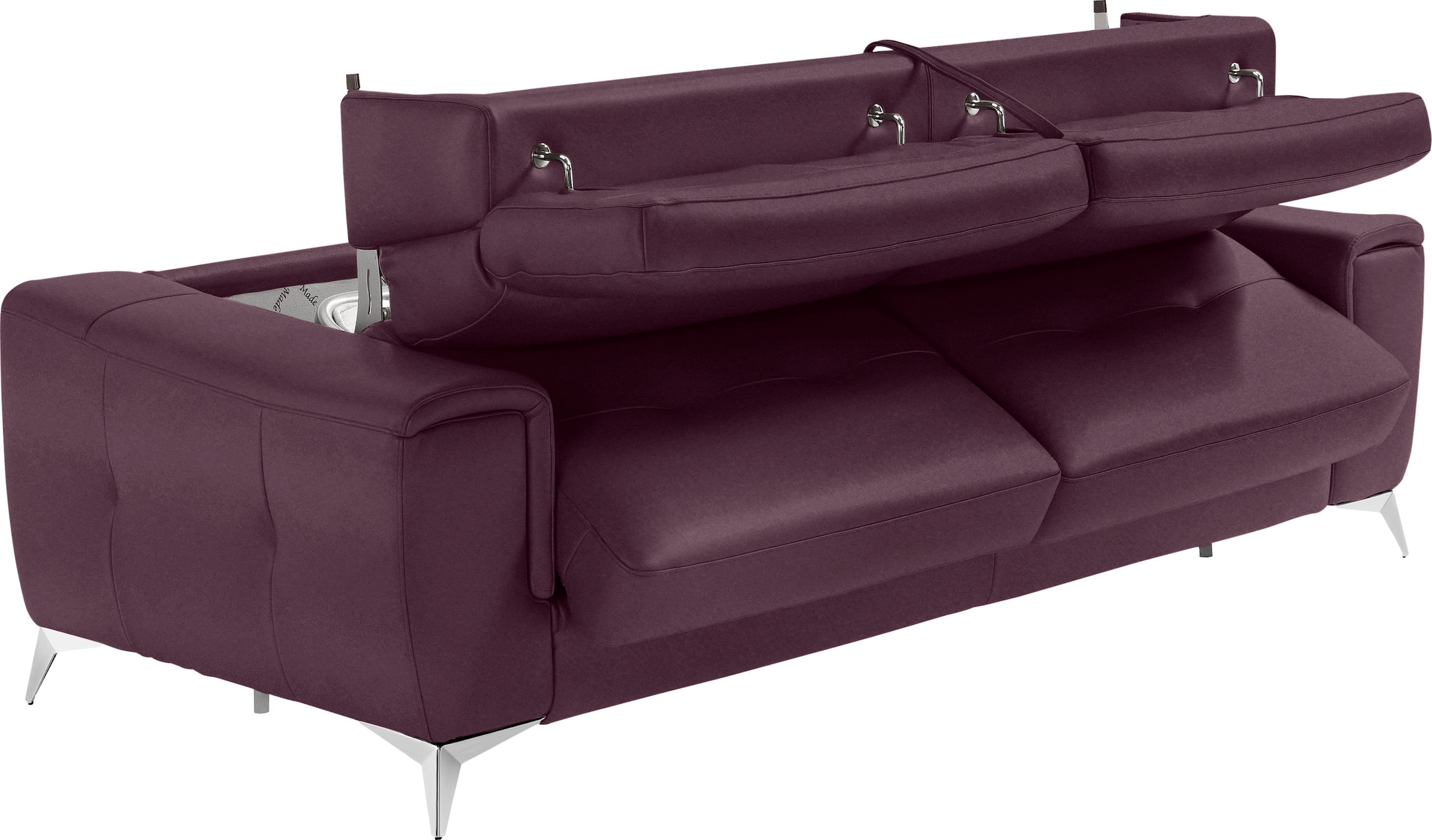 Egoitaliano Schlafsofa »Francine, Designsofa, Loungesofa mit Dauerschlaffunktion, Bettfunktion«, hochwertiger Metallbettrahmen & Matratze, Kopfteil manuell verstellbar
