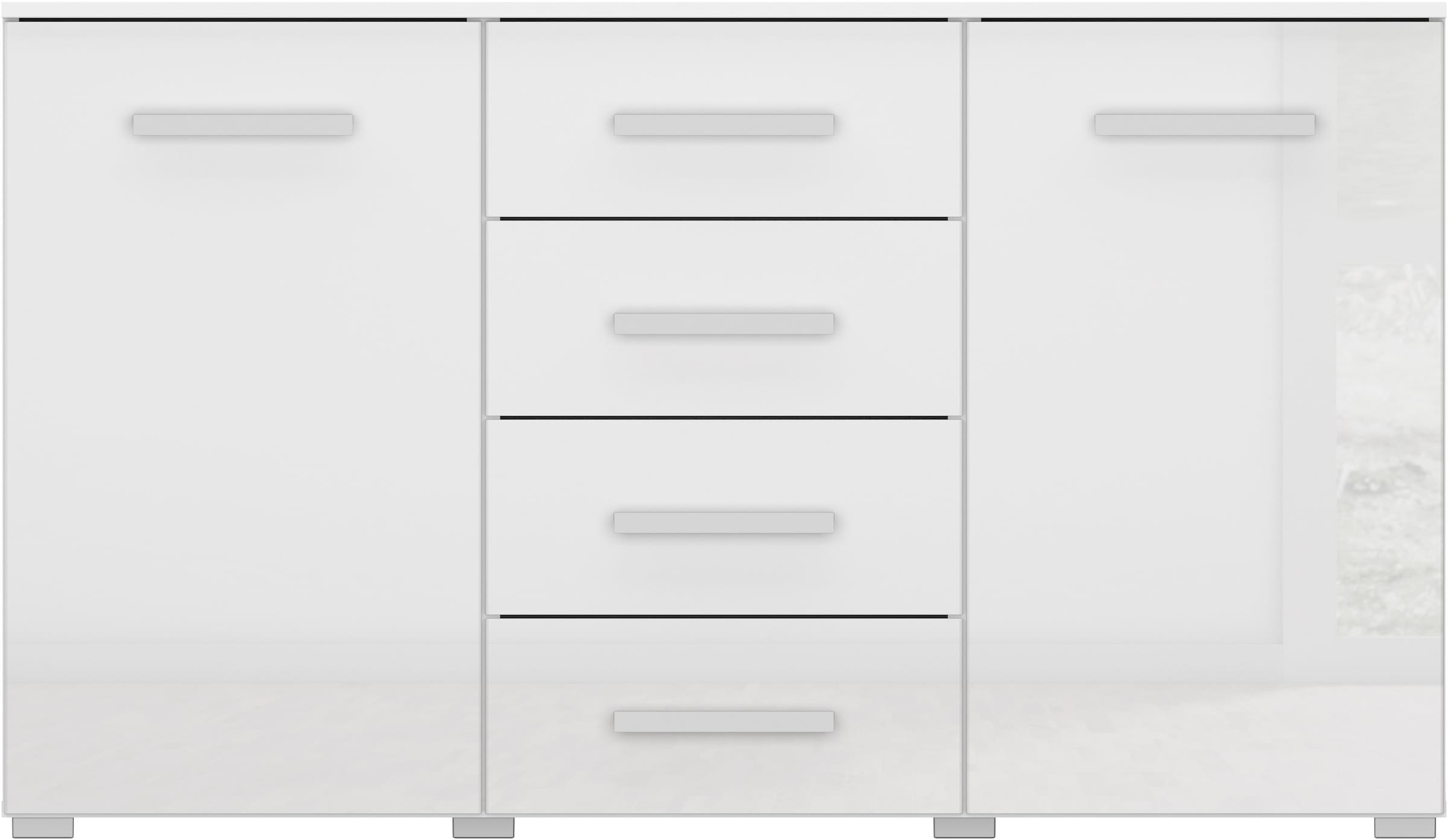 rauch Schubkastenkommode »Sideboard Kommode Kombikommode KOLUNA mit Hochglanzfront« Breite 120 cm,  vier große Schubladen, mit insgesamt 4 Einlegeböden MADE IN GERMANY