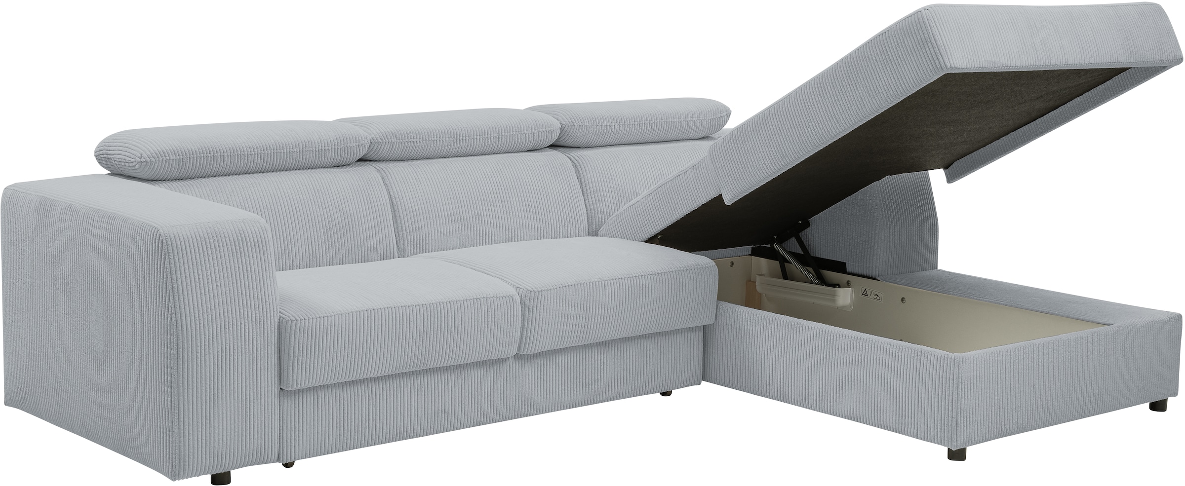 WERK2 Ecksofa »Cherry, modernes Sofa mit Komfortfunktionen, Breite 270cm, L-Form,«, bequem, mit verstellbaren Kopfteilen, Schlaffunktion und Bettkasten
