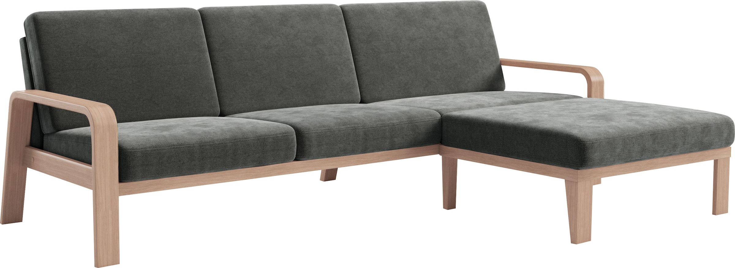 sit&more Ecksofa »Kolding L-Form«, Armlehnen aus Buchenholz in natur, verschiedene Bezüge und Farben