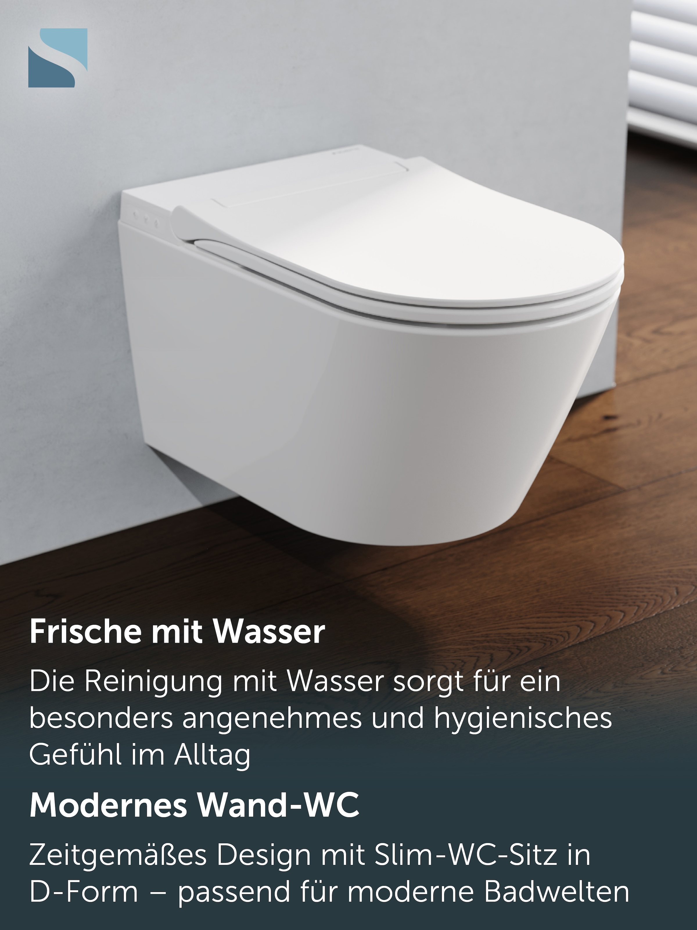 Schütte Dusch-WC Dusch-WC, Wandhängend, spülrandlos, Gesäß- & Ladydusche, LED