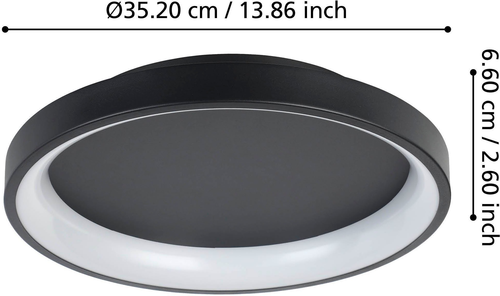 EGLO Deckenleuchte »Loretello Deckenlampe, Wohnzimmerlampe, Metall und Kunststoff, Lampe« LED-Modul 1 Stk. Kaltweiß | Neutralweiß | Warmweiß Wand-/Deckenleuchte - H7,5 x Ø35 cm - schwarz - 12W inkl.