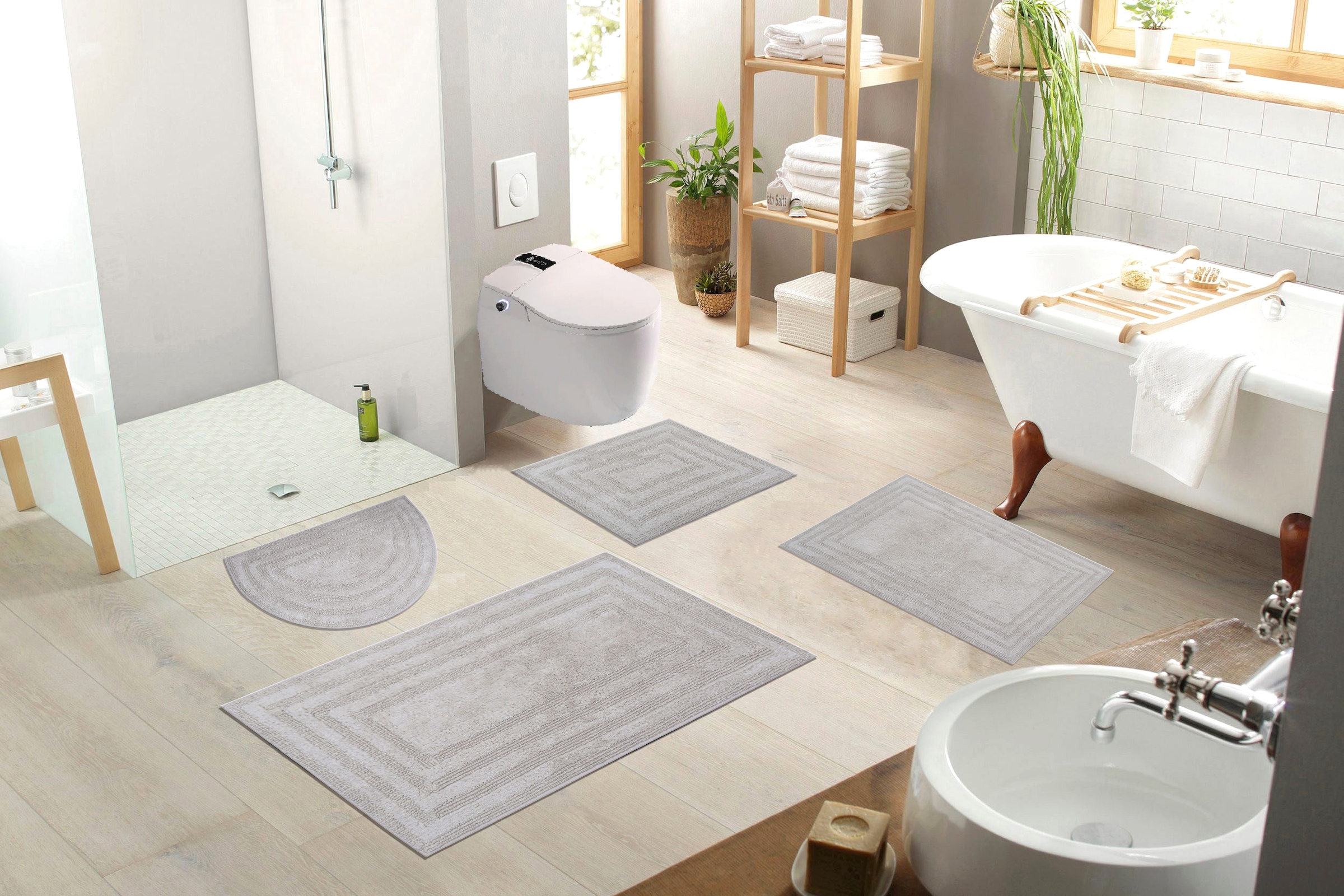 my home Badematte »Inga, Rahmen, Badvorleger, Badezimmer Teppich« Höhe 18 m günstig online kaufen
