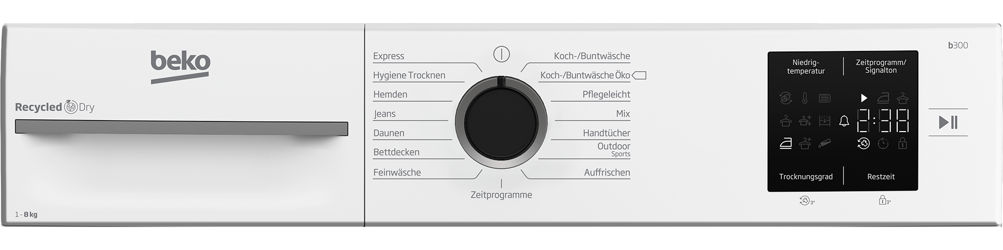 BEKO Kondenstrockner »BM3T38210W1«, 8 kg, mit Wärmepumpentechnologie