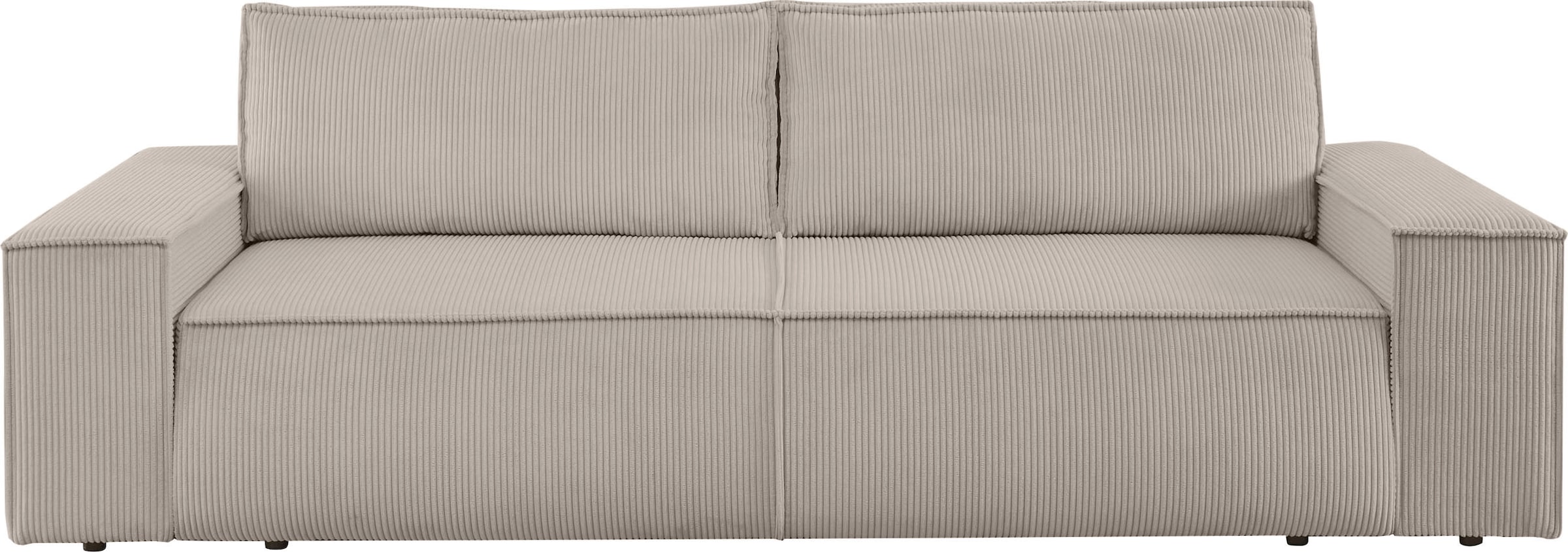 Home affaire 3-Sitzer »SHERWOOD Schlafsofa (257cm) Cord, Samtvelours, Vintage-Lederoptik«, Schlaffunktion mit Bettkasten (ca. 136/200cm)