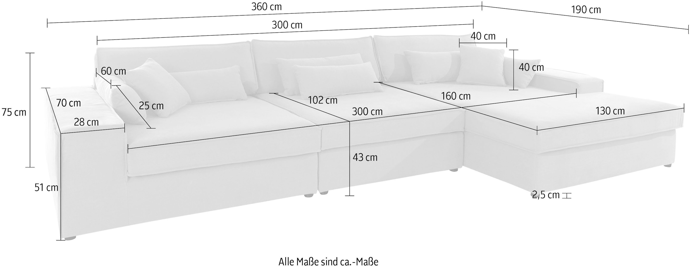 RAUM.ID Ecksofa »Enid L-Form«, 3 Teile, bestehend aus Modulen, in vielen Bezügen, auch in Breitcord