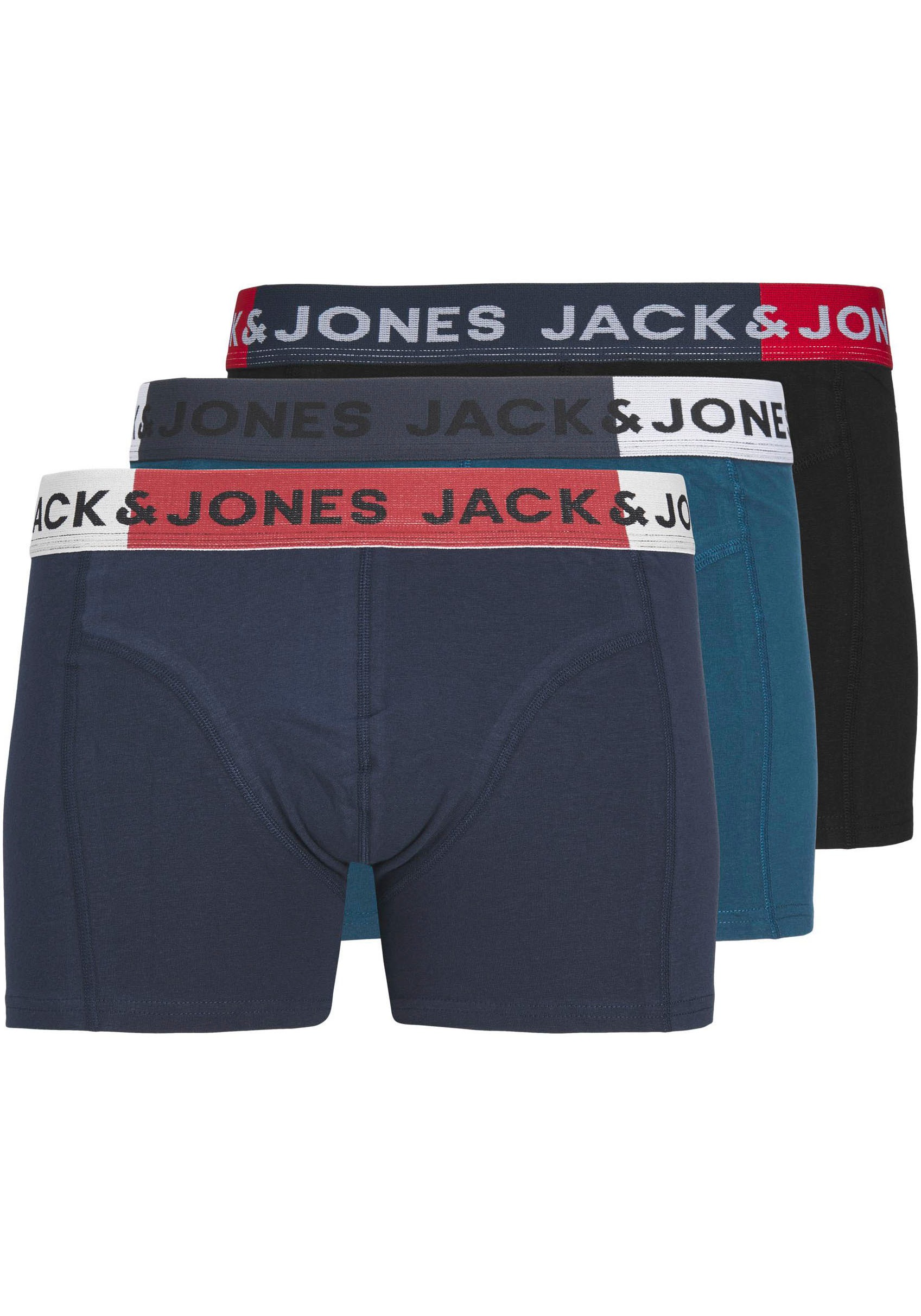 Boxershorts „JACCOLOR BLOCK TRUNKS 3 P“, (3 St.), Gr. 140 – 3 St., black/navy b 3 St.